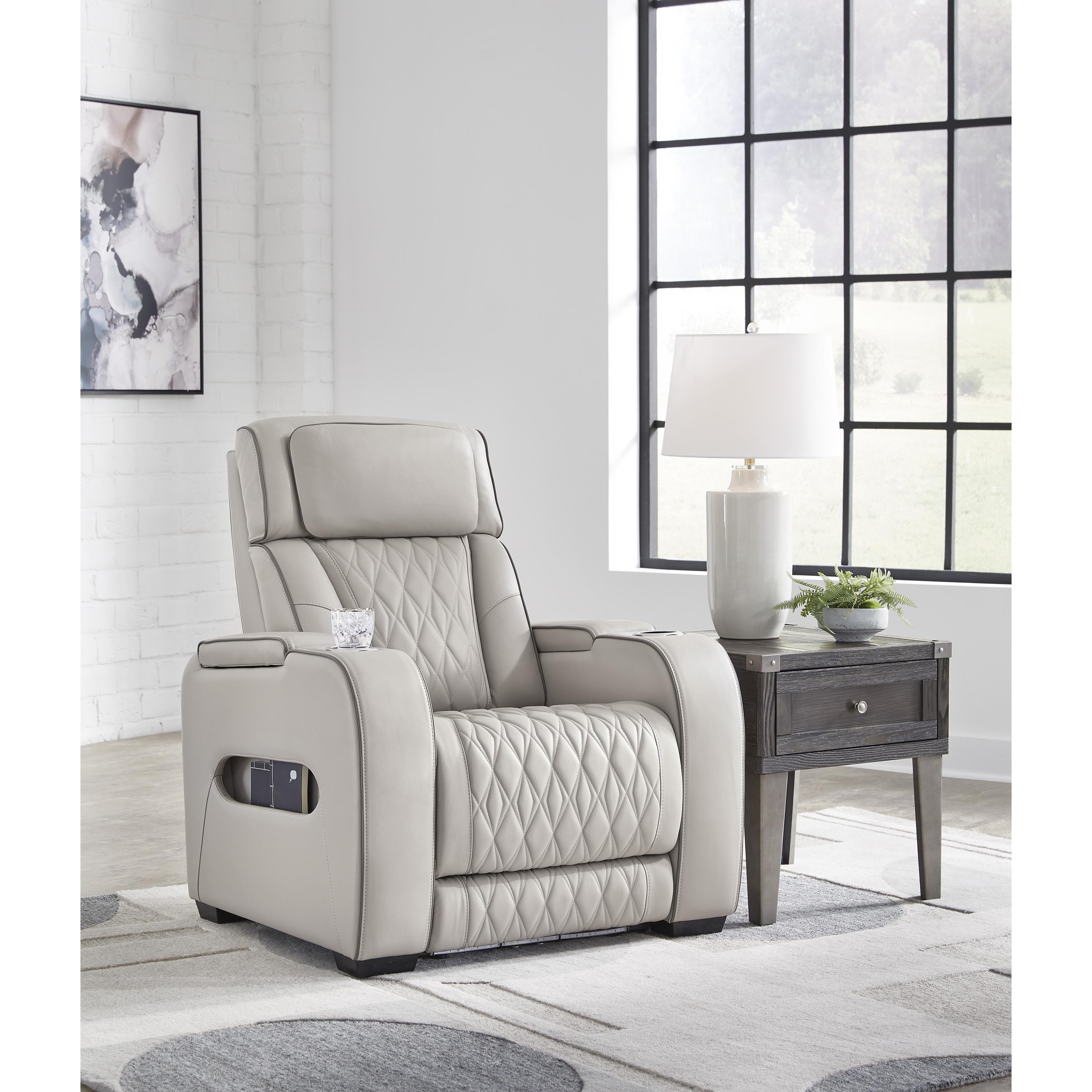  Manufacturer Color_Grey --  Signature Design by Ashley Boyington Power Leather Match Recliner IMAGE 6