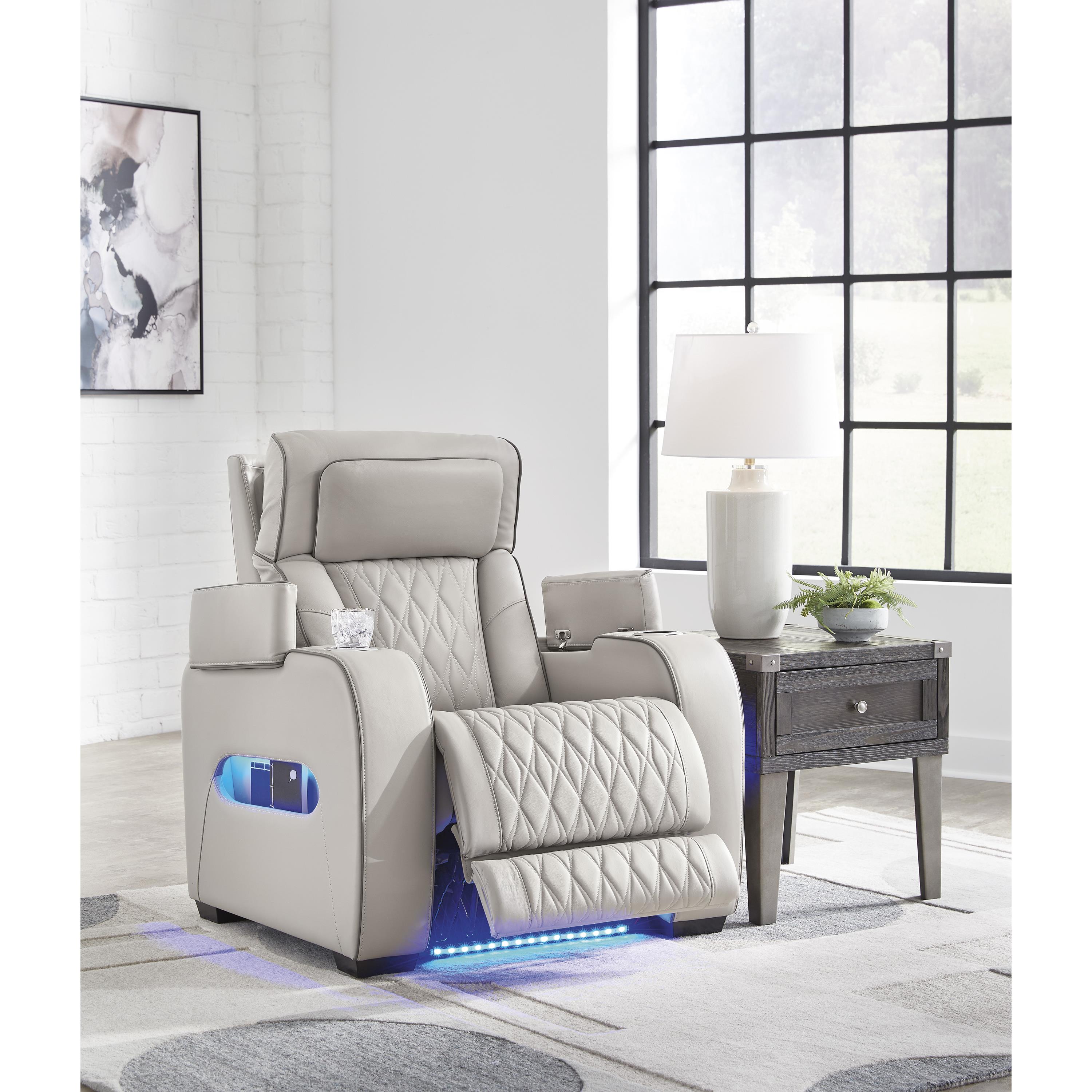  Manufacturer Color_Grey --  Signature Design by Ashley Boyington Power Leather Match Recliner IMAGE 7