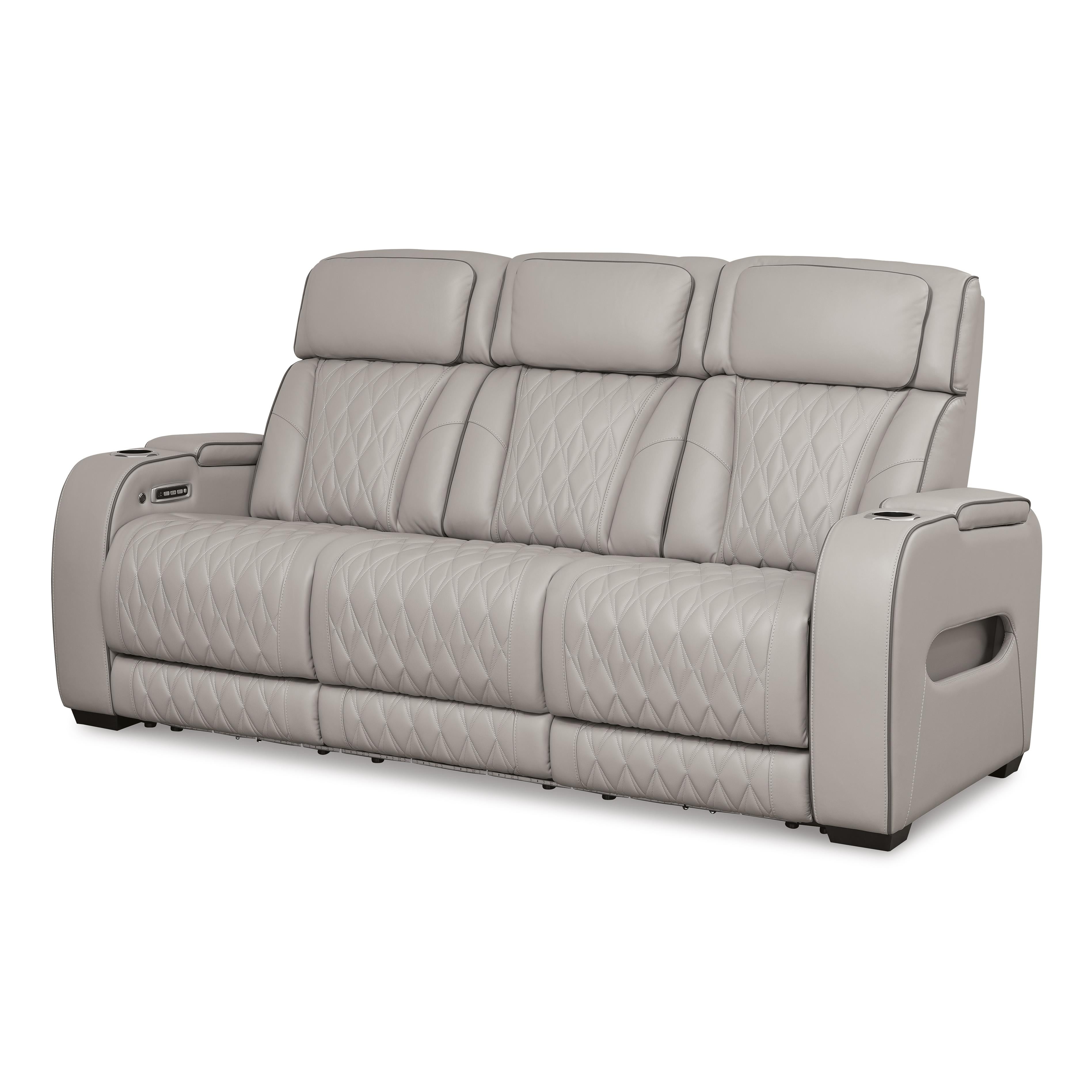 Manufacturer Color_Grey --  Signature Design by Ashley Boyington Power Reclining Leather Match Sofa IMAGE 1