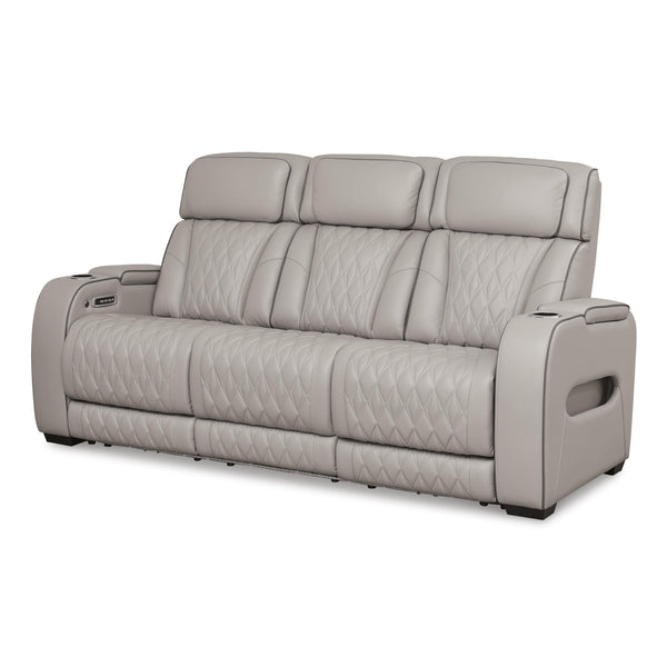 Signature Design by Ashley Boyington Power Reclining Leather Match Sofa
