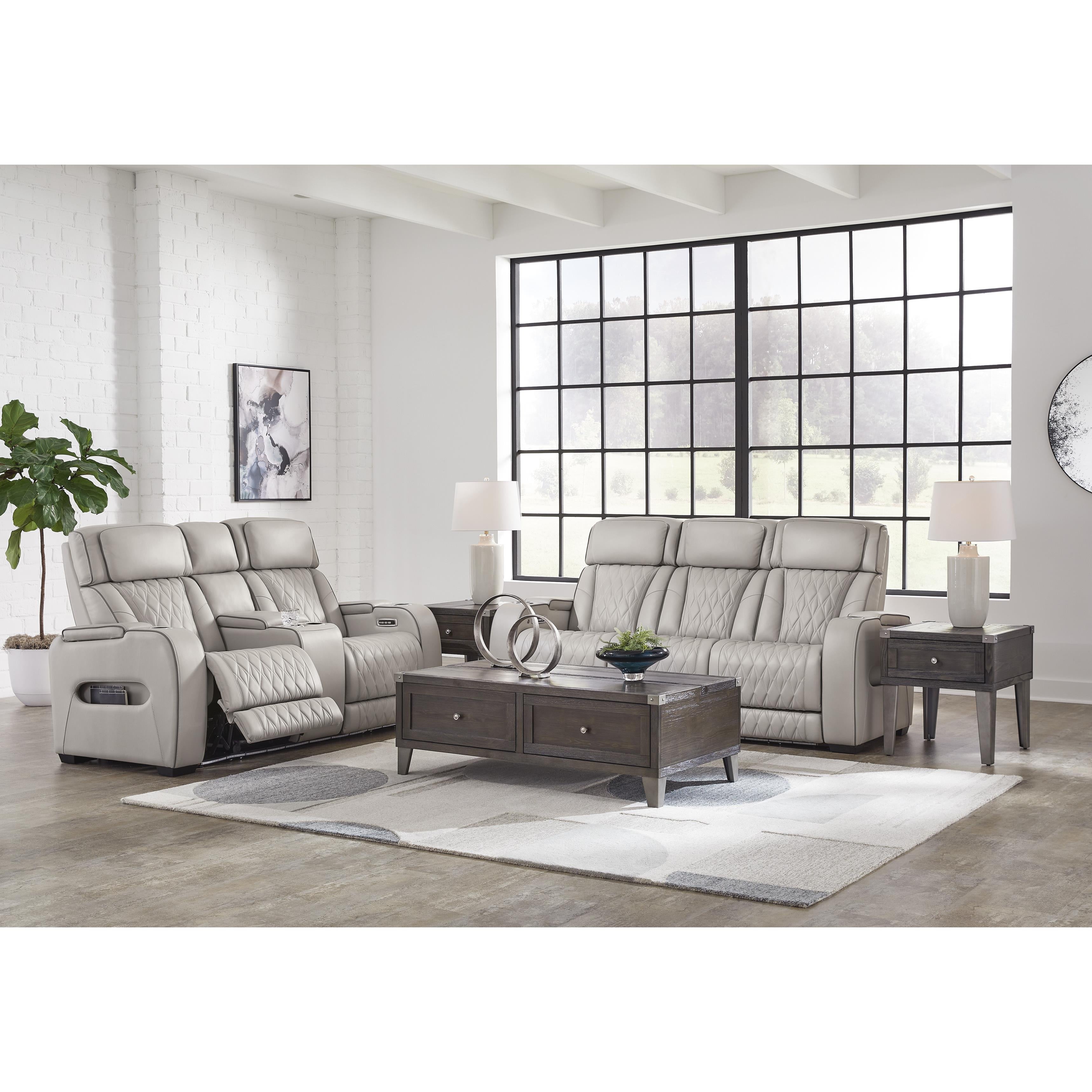  Manufacturer Color_Grey --  Signature Design by Ashley Boyington Power Reclining Leather Match Sofa IMAGE 14