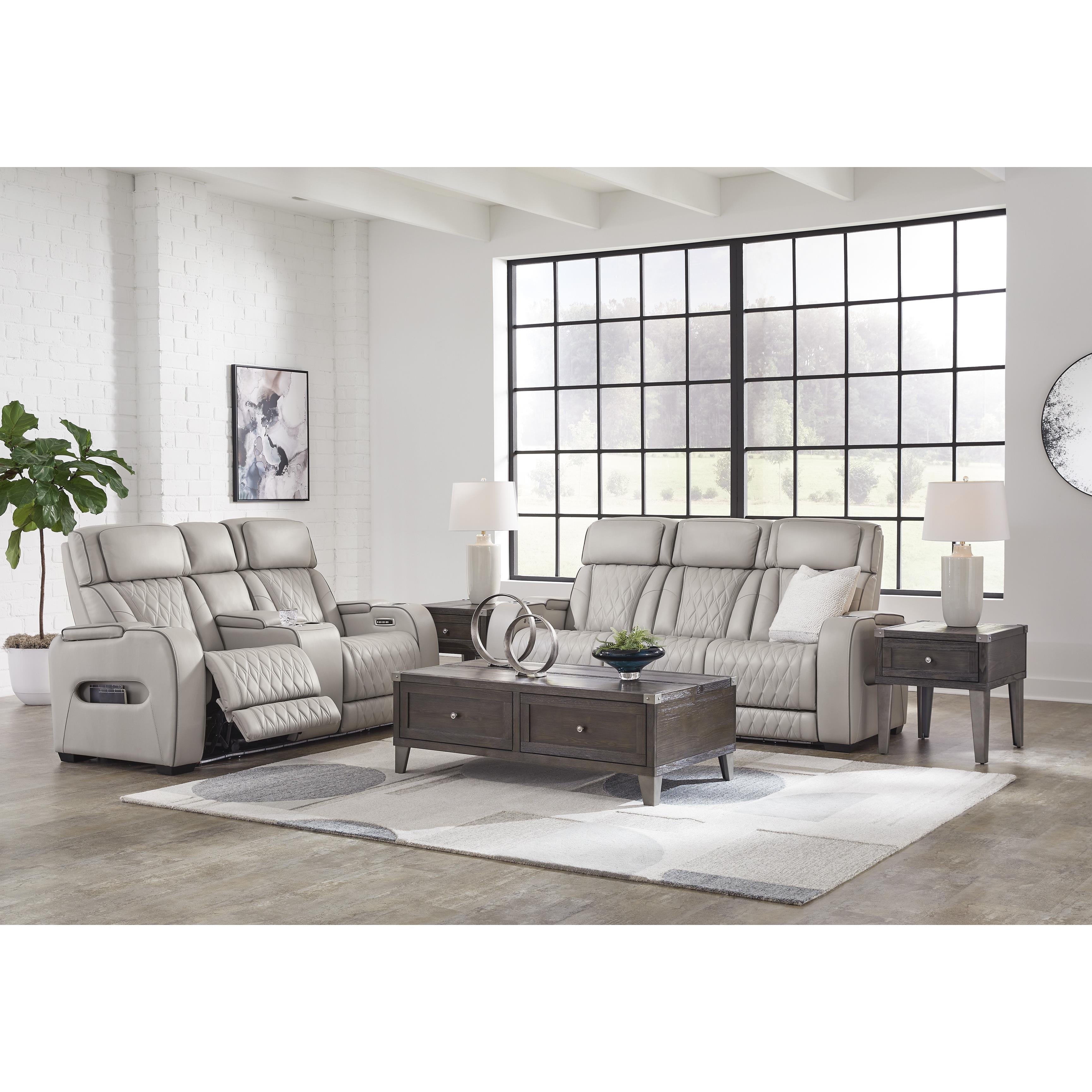  Manufacturer Color_Grey --  Signature Design by Ashley Boyington Power Reclining Leather Match Sofa IMAGE 15
