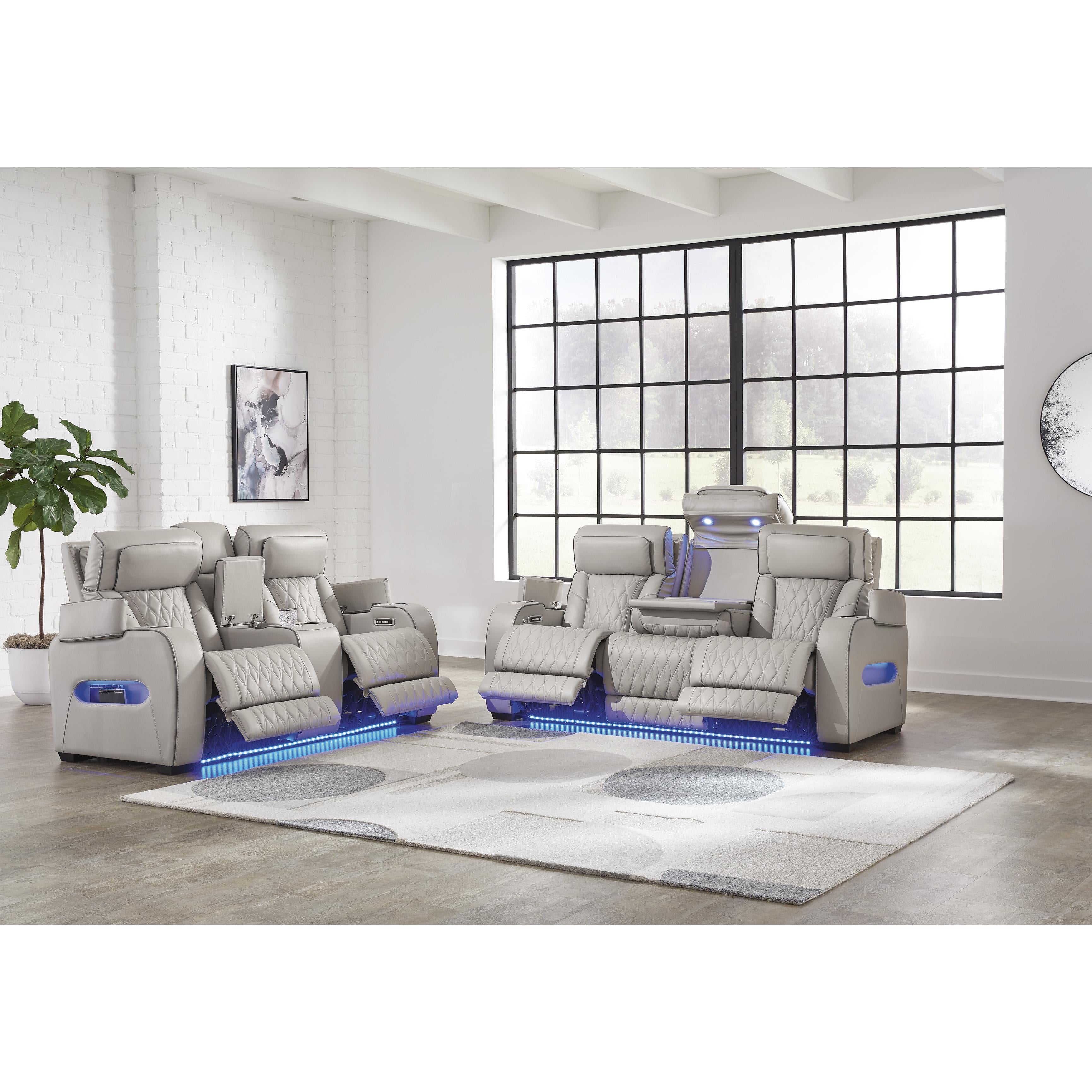  Manufacturer Color_Grey --  Signature Design by Ashley Boyington Power Reclining Leather Match Sofa IMAGE 16