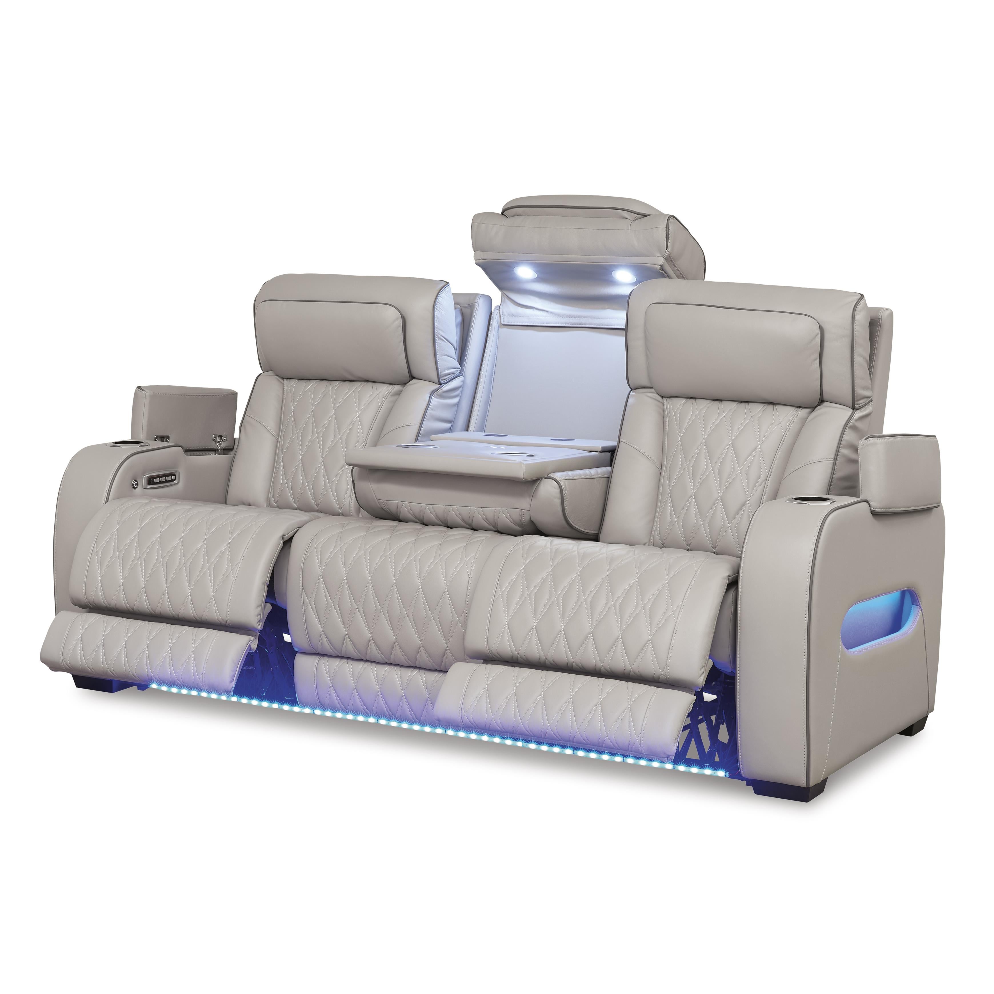  Manufacturer Color_Grey --  Signature Design by Ashley Boyington Power Reclining Leather Match Sofa IMAGE 2