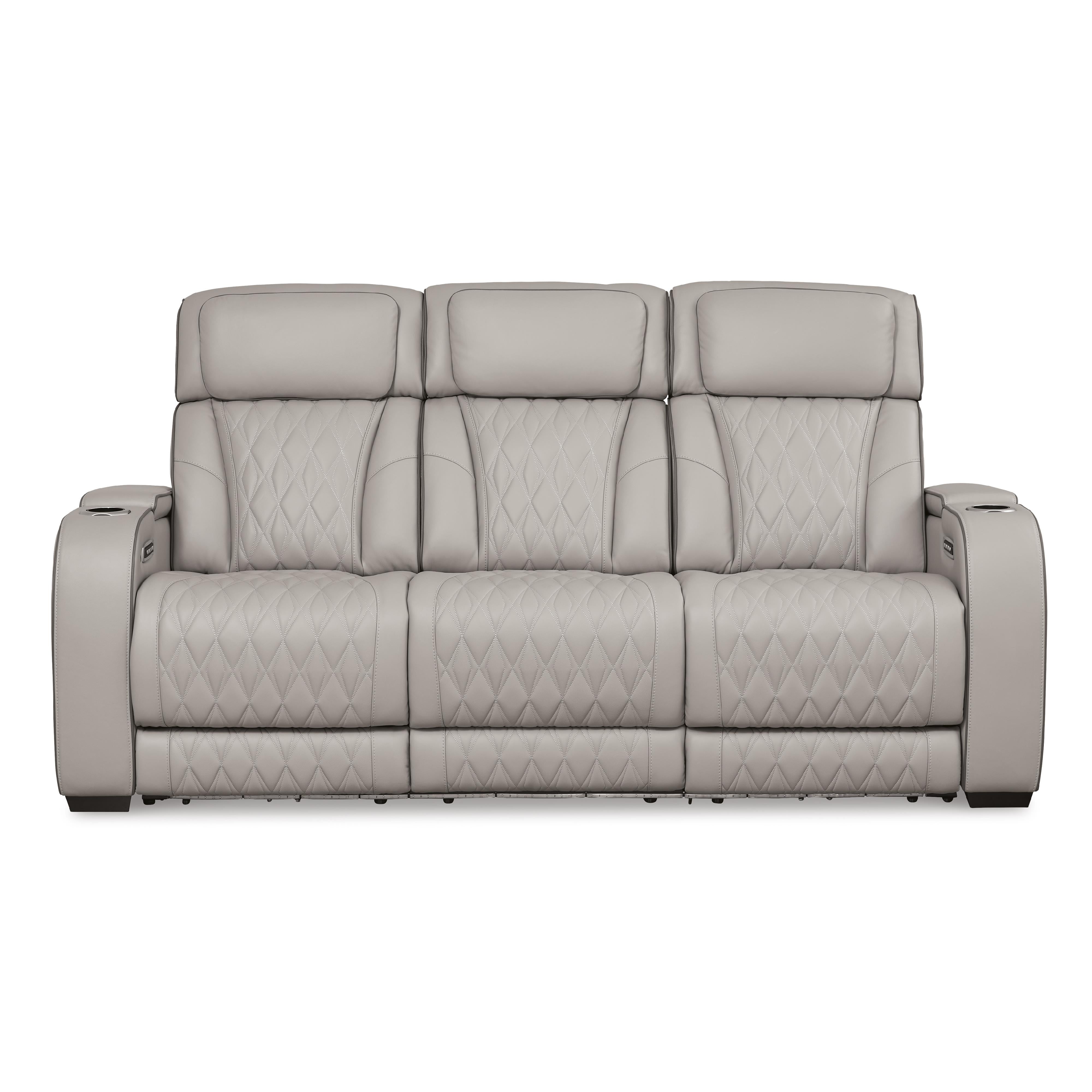  Manufacturer Color_Grey --  Signature Design by Ashley Boyington Power Reclining Leather Match Sofa IMAGE 3