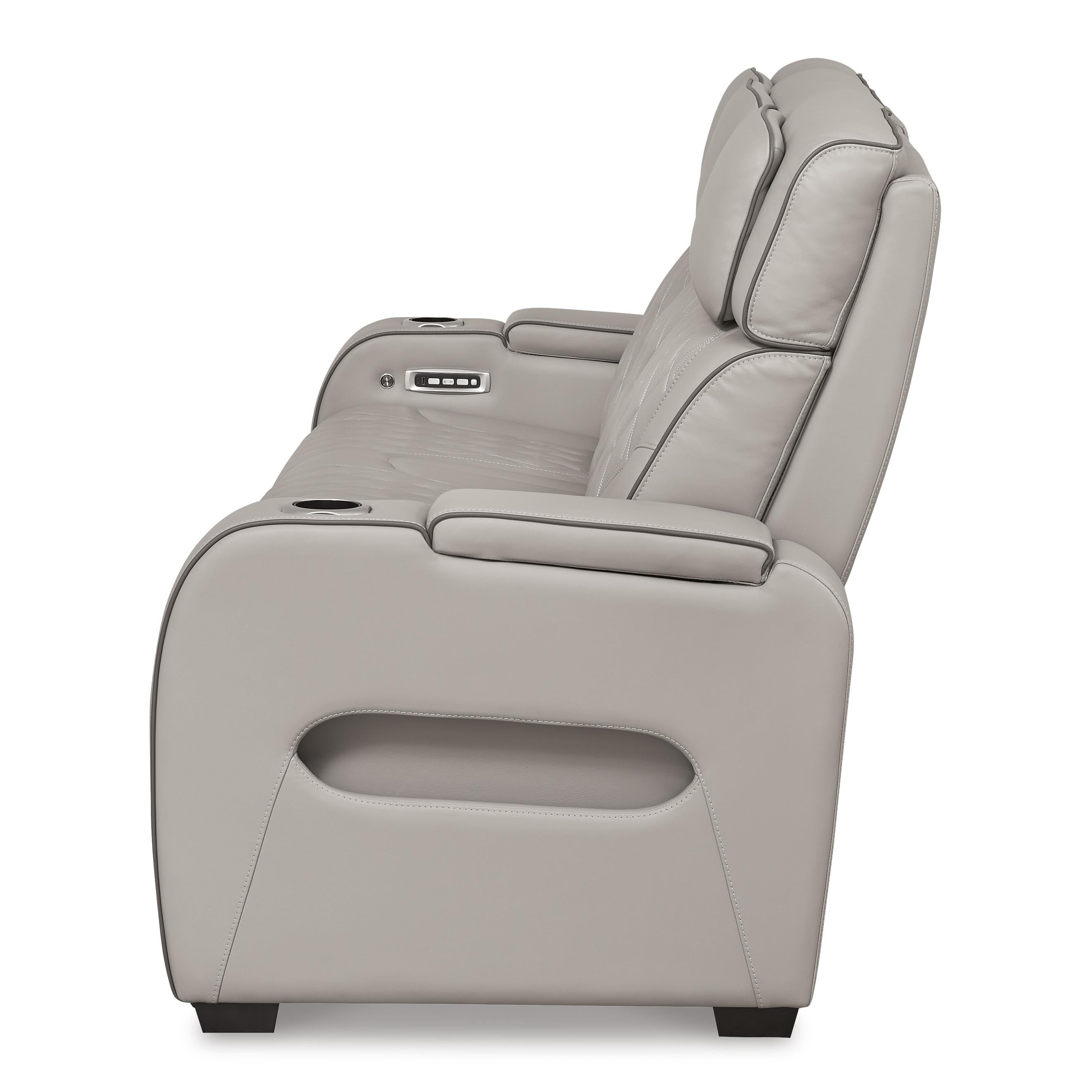  Manufacturer Color_Grey --  Signature Design by Ashley Boyington Power Reclining Leather Match Sofa IMAGE 4