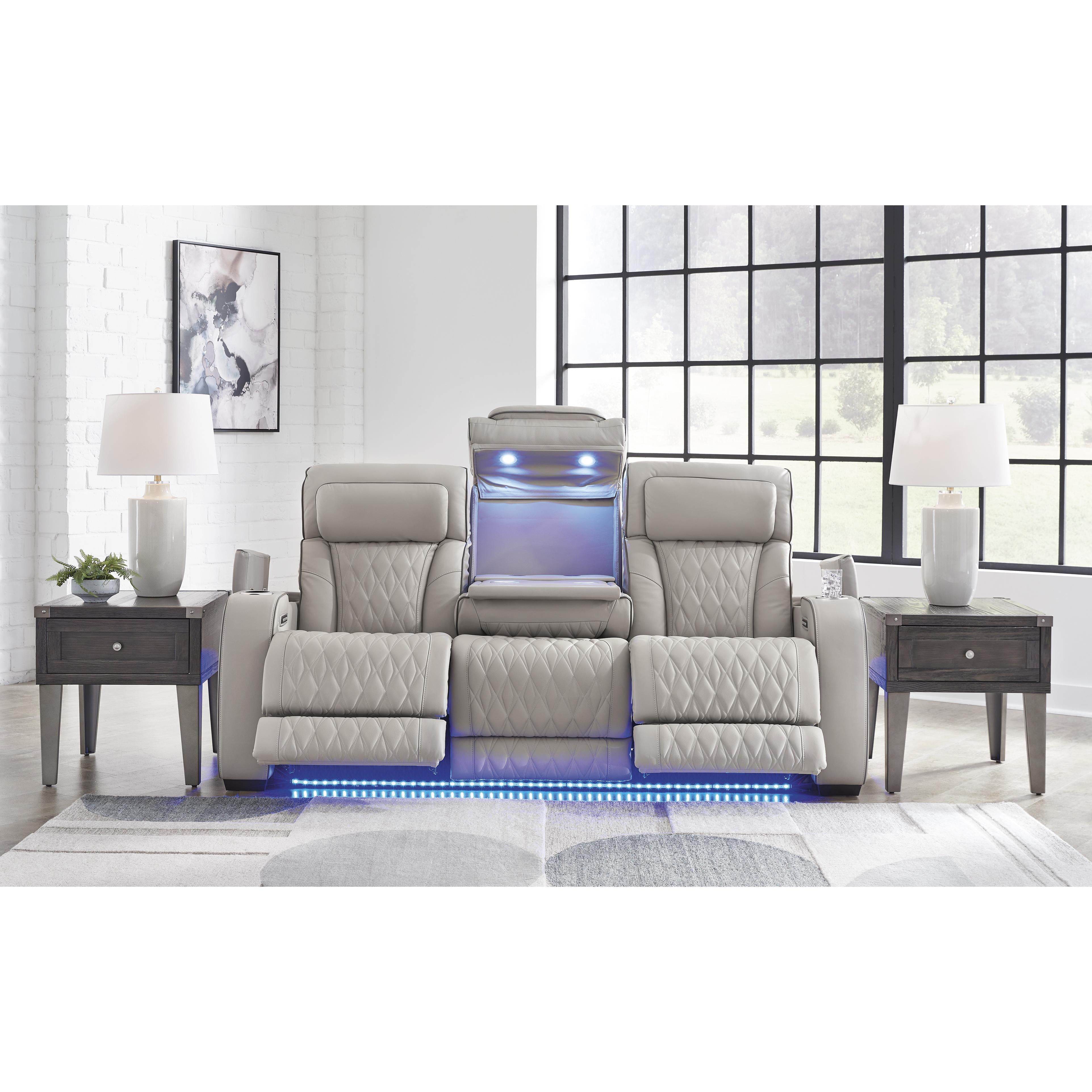  Manufacturer Color_Grey --  Signature Design by Ashley Boyington Power Reclining Leather Match Sofa IMAGE 7