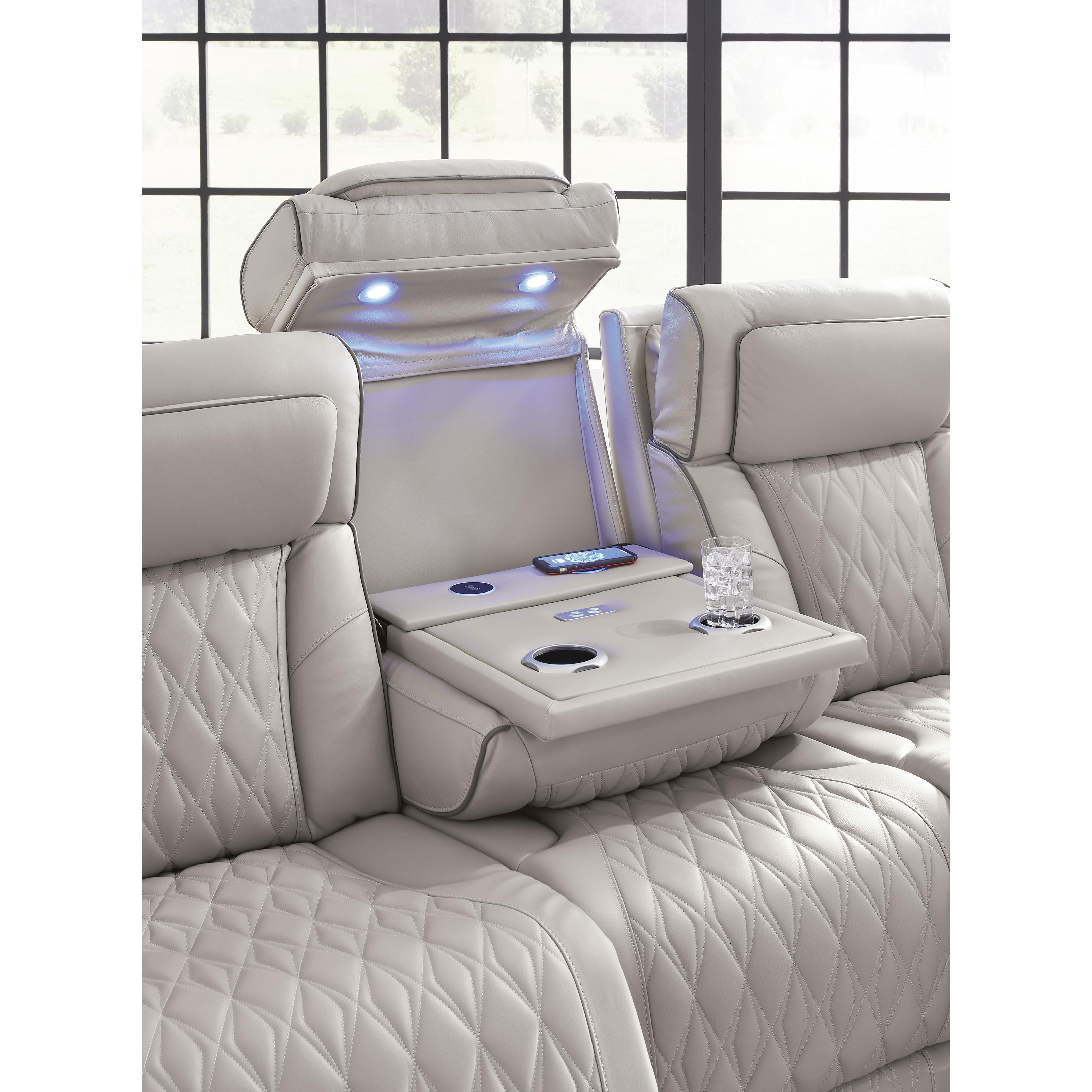  Manufacturer Color_Grey --  Signature Design by Ashley Boyington Power Reclining Leather Match Sofa IMAGE 8