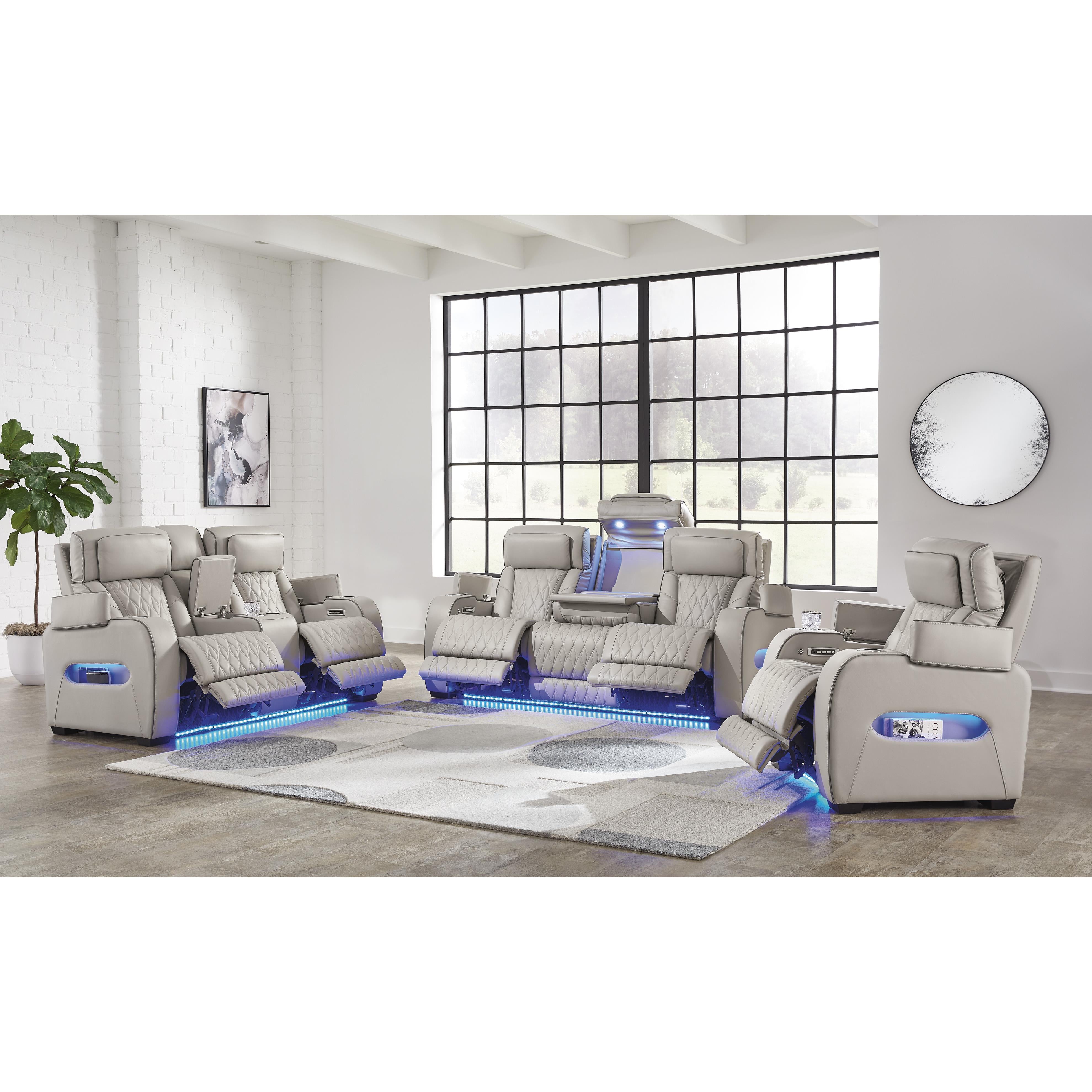  Manufacturer Color_Grey --  Signature Design by Ashley Boyington Power Reclining Leather Match Loveseat with Console IMAGE 19