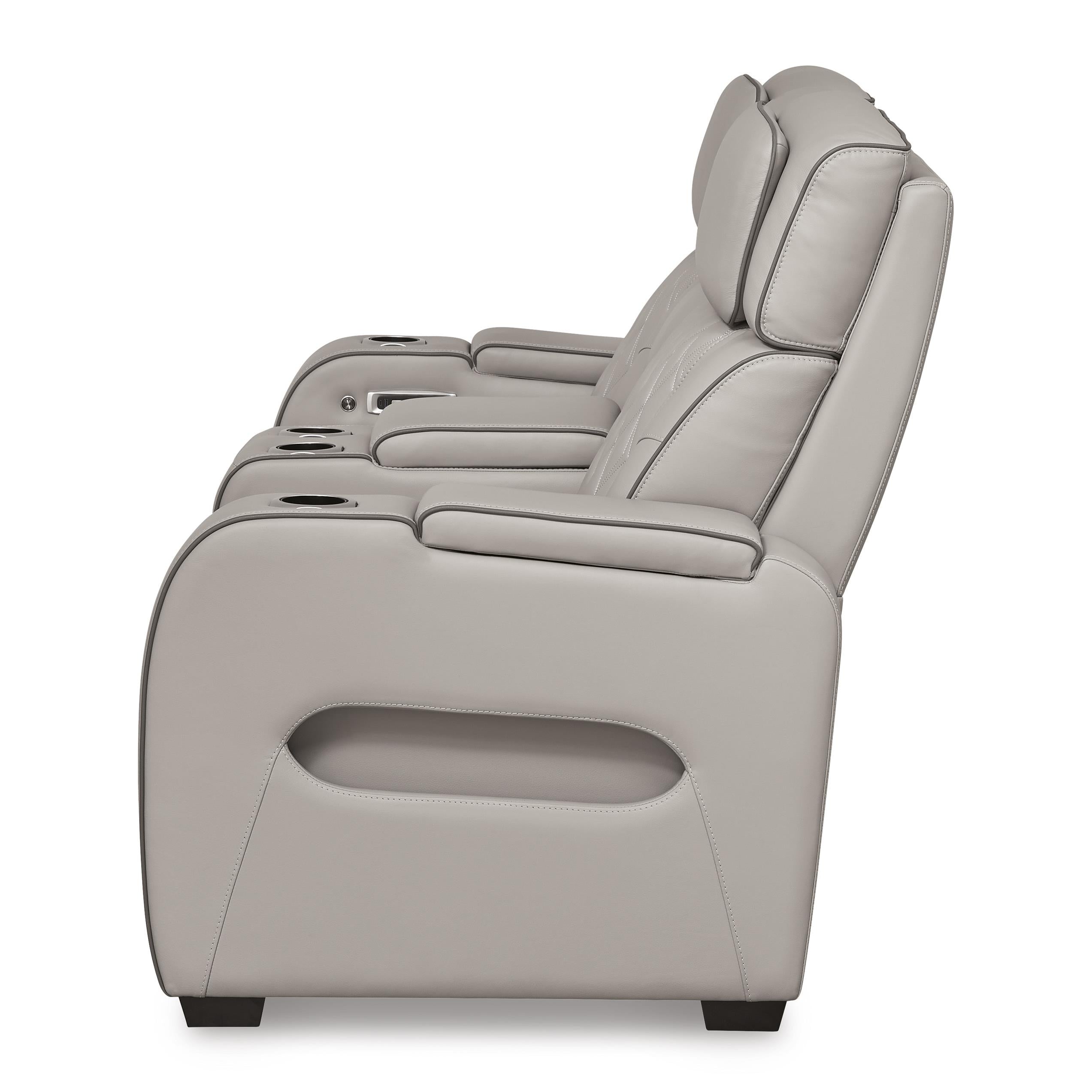  Manufacturer Color_Grey --  Signature Design by Ashley Boyington Power Reclining Leather Match Loveseat with Console IMAGE 4