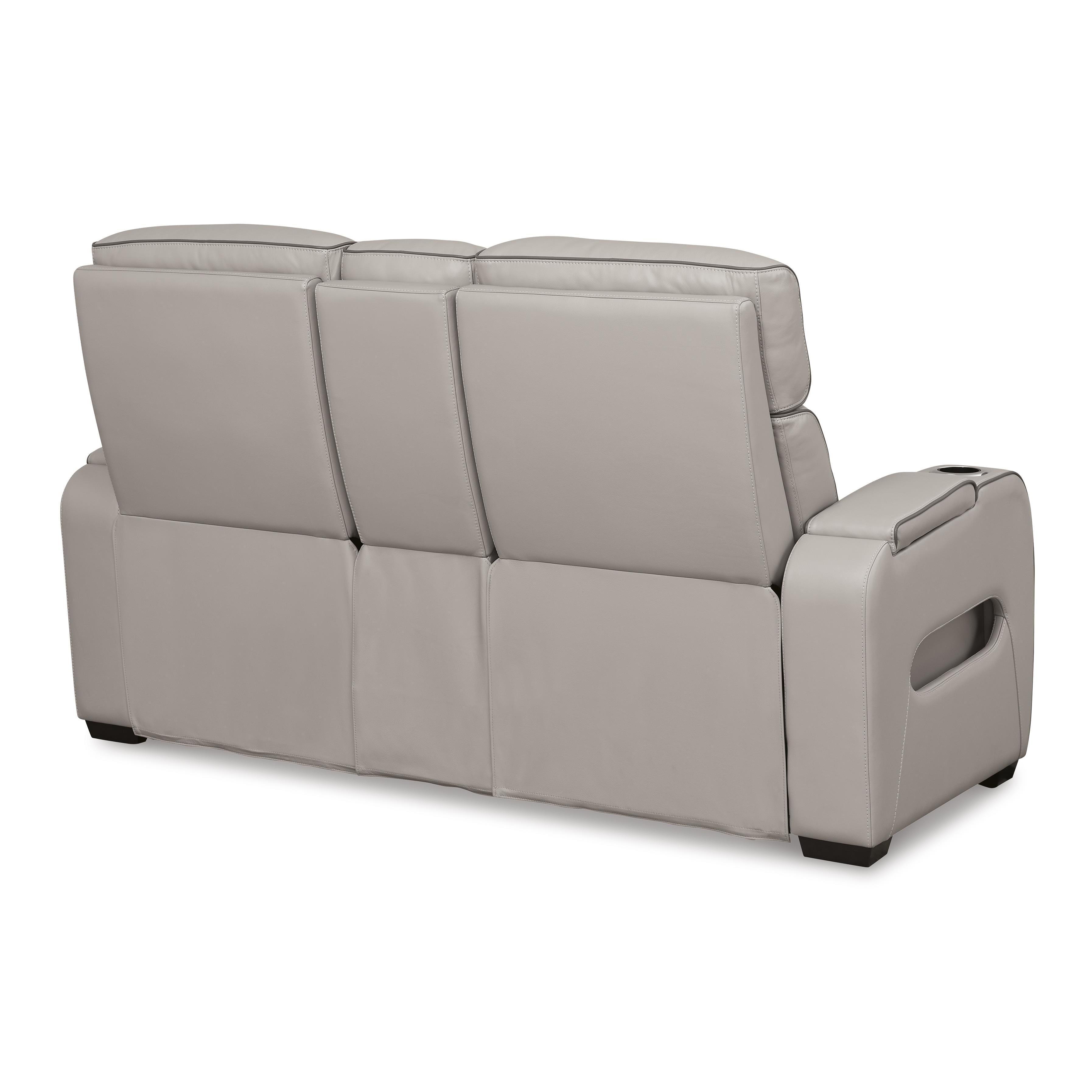  Manufacturer Color_Grey --  Signature Design by Ashley Boyington Power Reclining Leather Match Loveseat with Console IMAGE 5