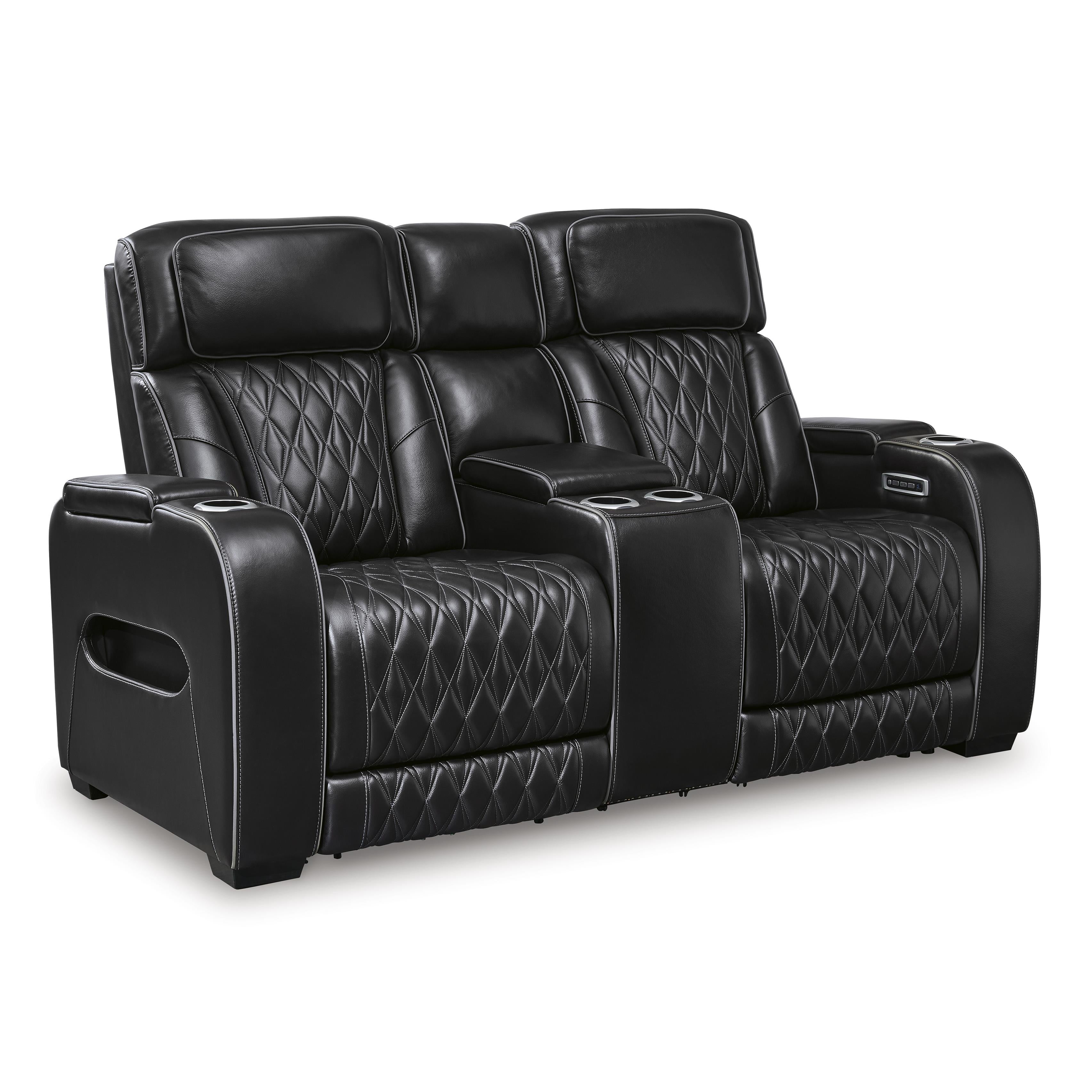  Manufacturer Color_Black --  Boyington U2710618 Power Reclining Loveseat with Console and Adjustable Headrest IMAGE 1