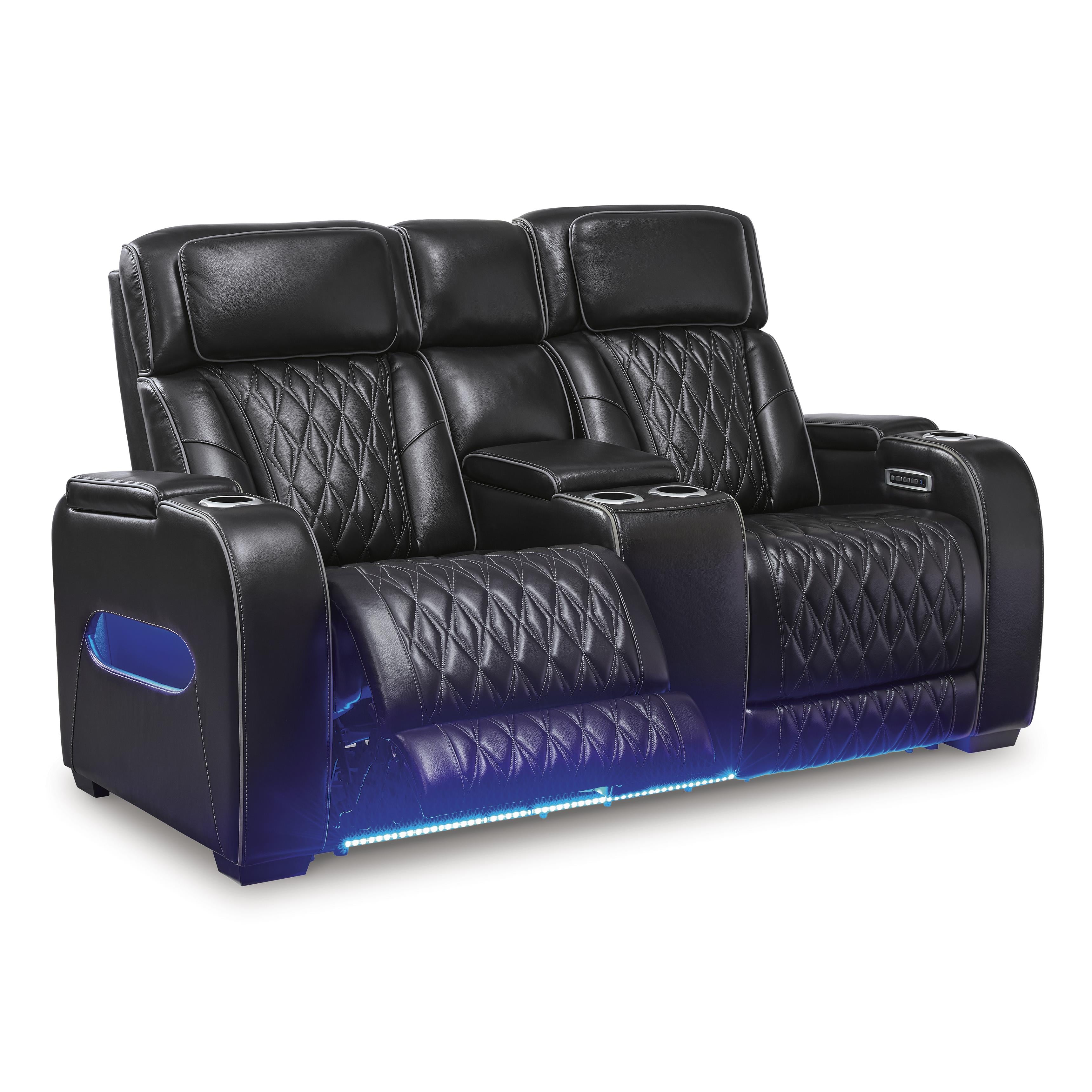  Manufacturer Color_Black --  Boyington U2710618 Power Reclining Loveseat with Console and Adjustable Headrest IMAGE 2