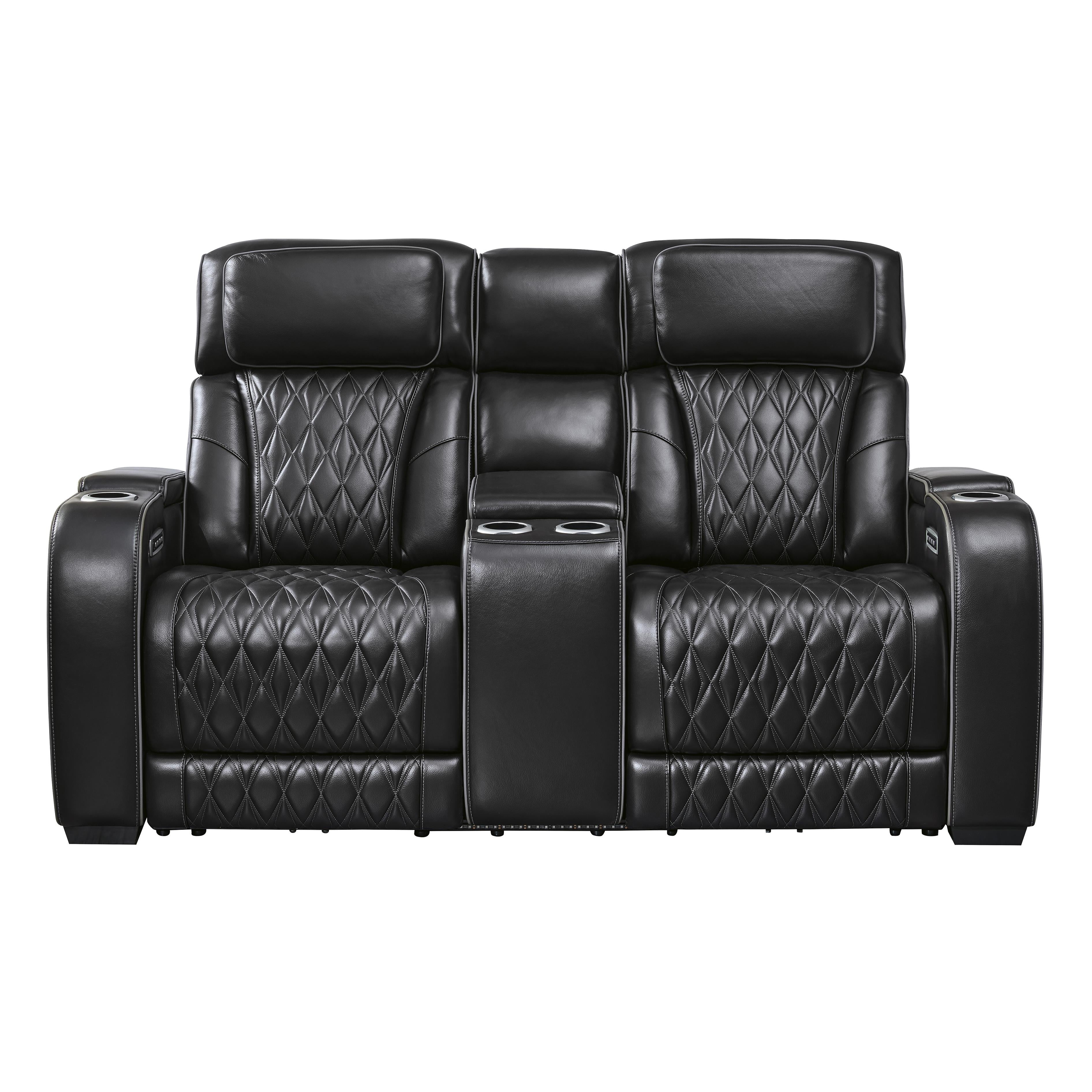  Manufacturer Color_Black --  Boyington U2710618 Power Reclining Loveseat with Console and Adjustable Headrest IMAGE 3