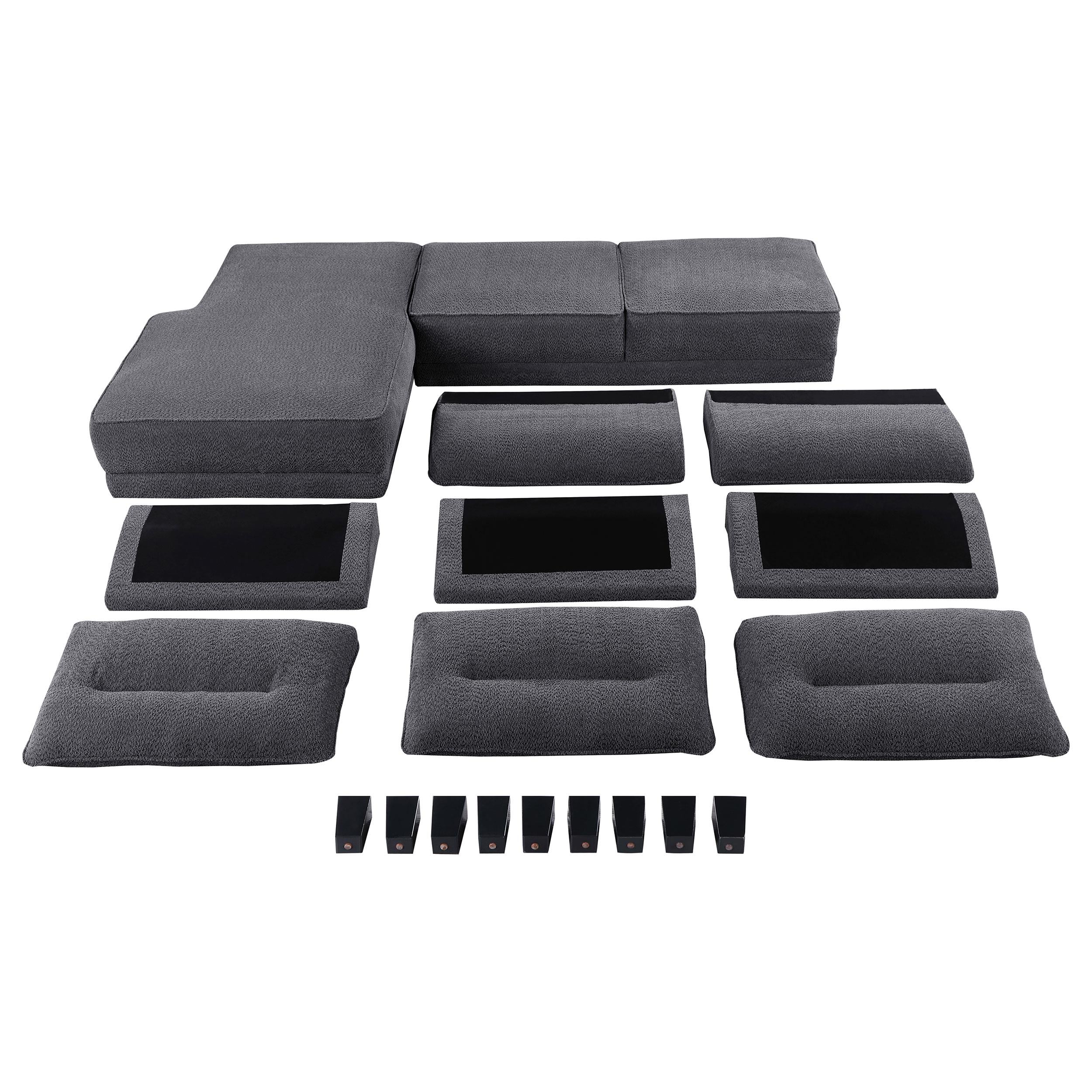  Coaster Furniture Caspian 509540 Upholstered Curved Arm Chaise Sectional Sofa - Grey IMAGE 13