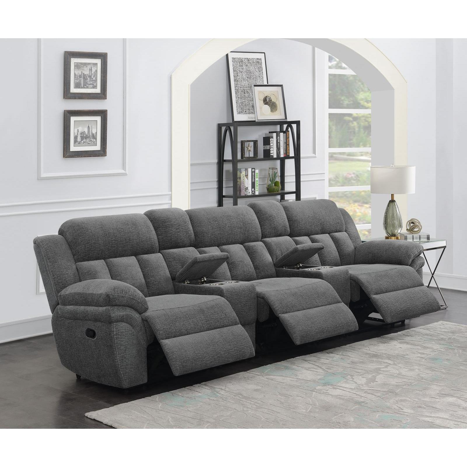  Coaster Furniture Bahrain 609541T 5-piece Upholstered Home Theater Seating - Charcoal IMAGE 2