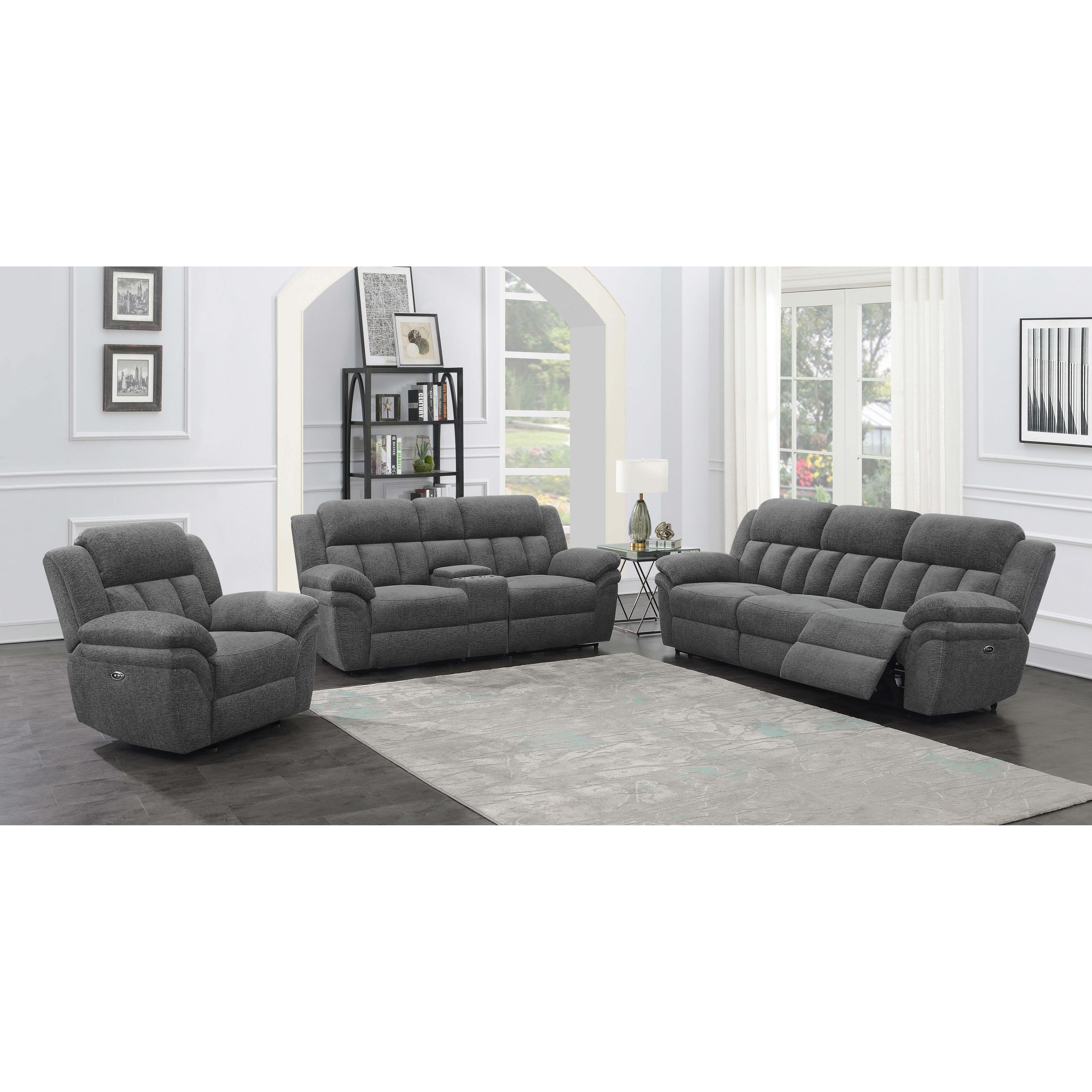  Coaster Furniture Bahrain 609542P Upholstered Power Loveseat - Charcoal IMAGE 3