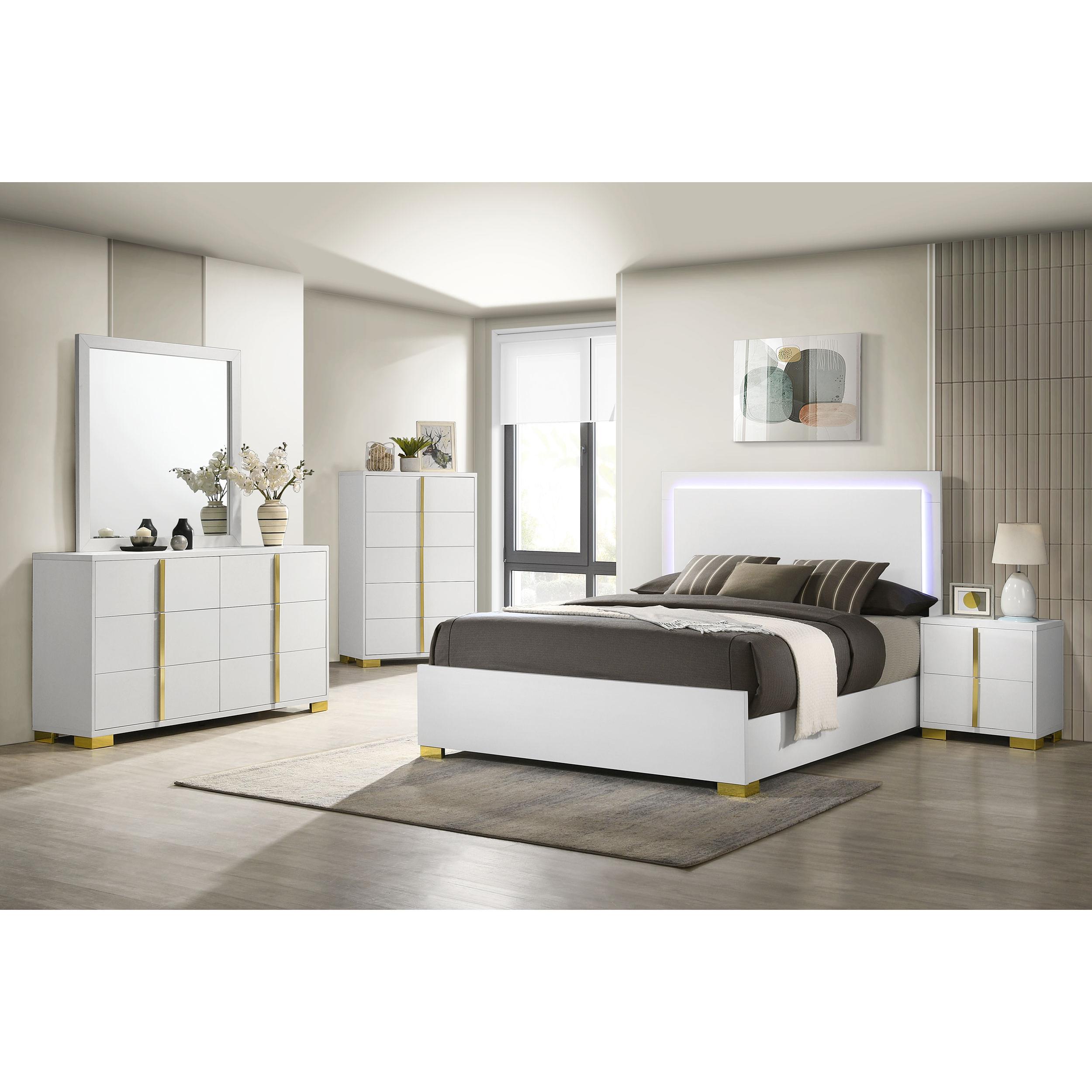  Size_King --  Marceline 222931KE Wood Eastern King LED Panel Bed - White IMAGE 3