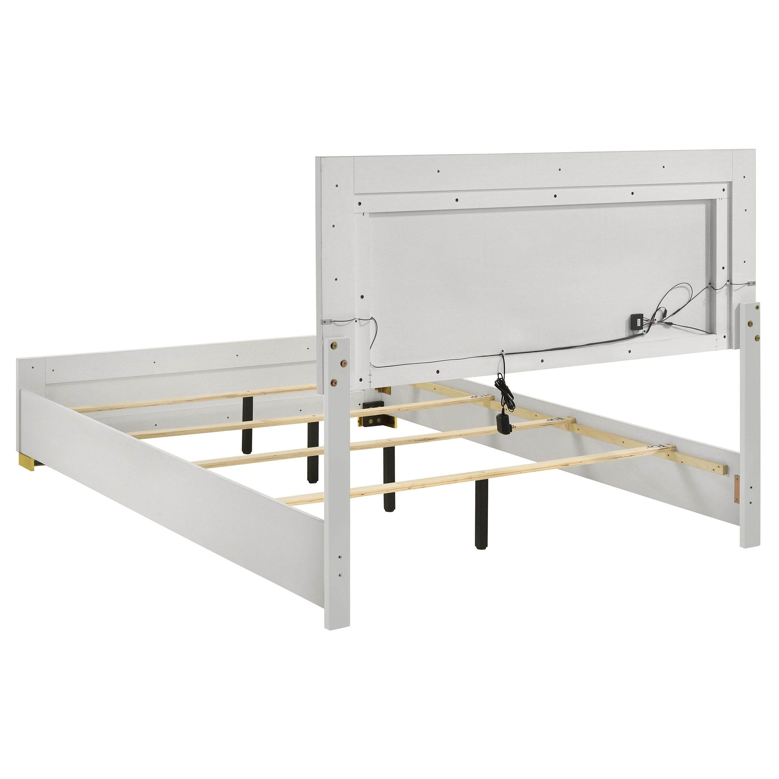  Size_King --  Marceline 222931KE Wood Eastern King LED Panel Bed - White IMAGE 5