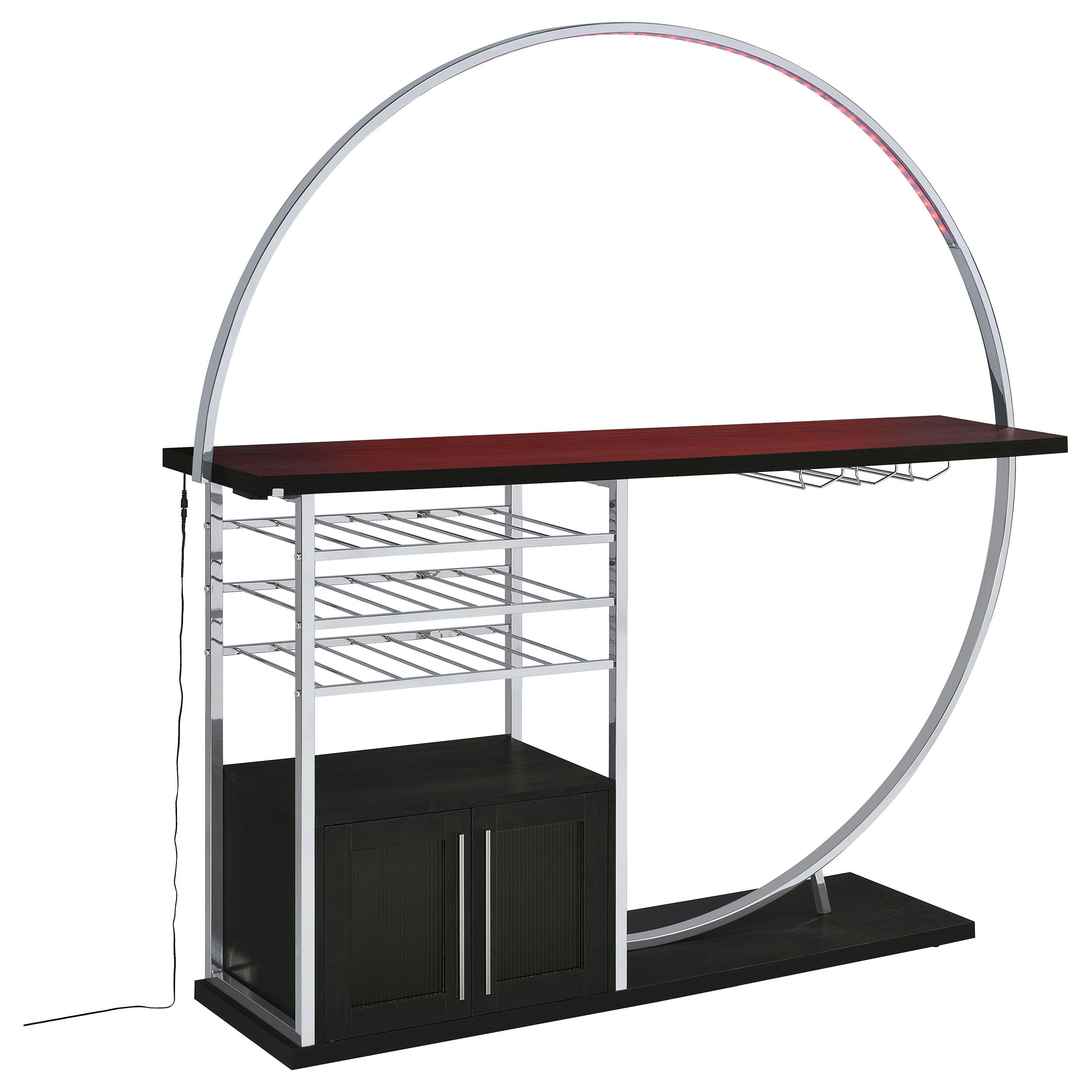  Coaster Furniture Risley 182799 2-door Circular LED Home Bar Cabinet - Dark Charcoal IMAGE 9