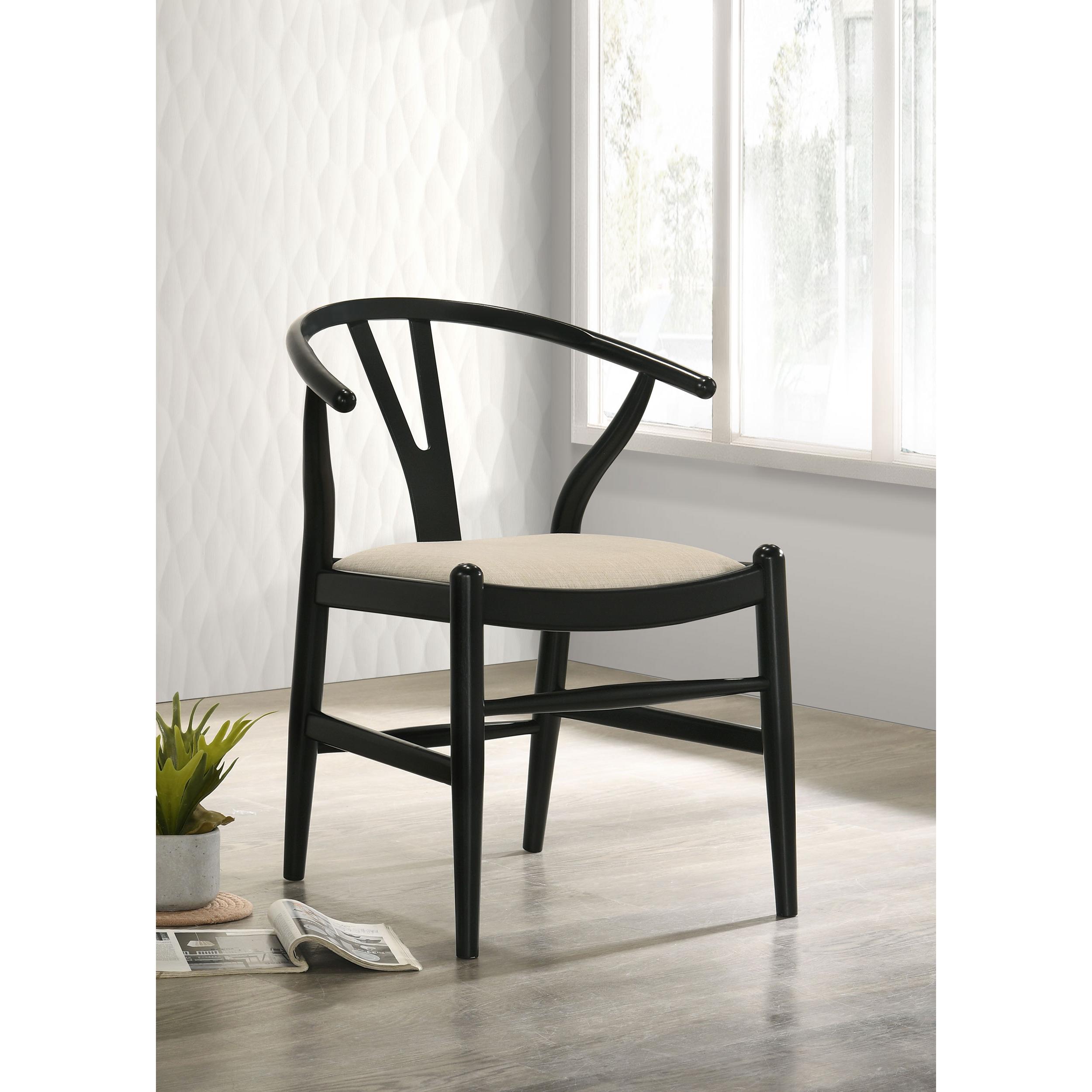  Coaster Furniture Crestmont 108482 Wood Wishbone Dining Side Chair - Black IMAGE 2