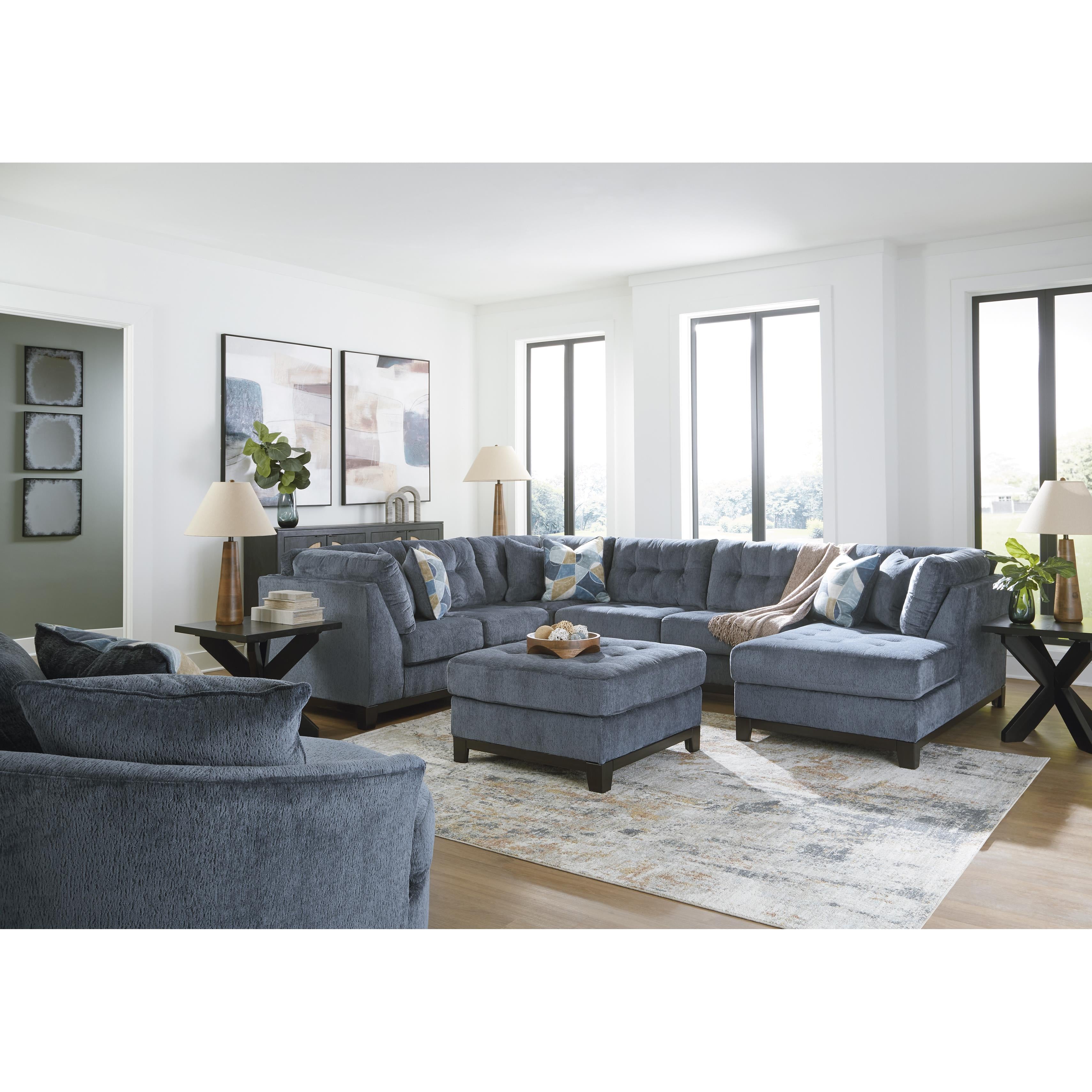  Manufacturer Color_Navy --  Benchcraft Maxon Place Fabric Ottoman IMAGE 10