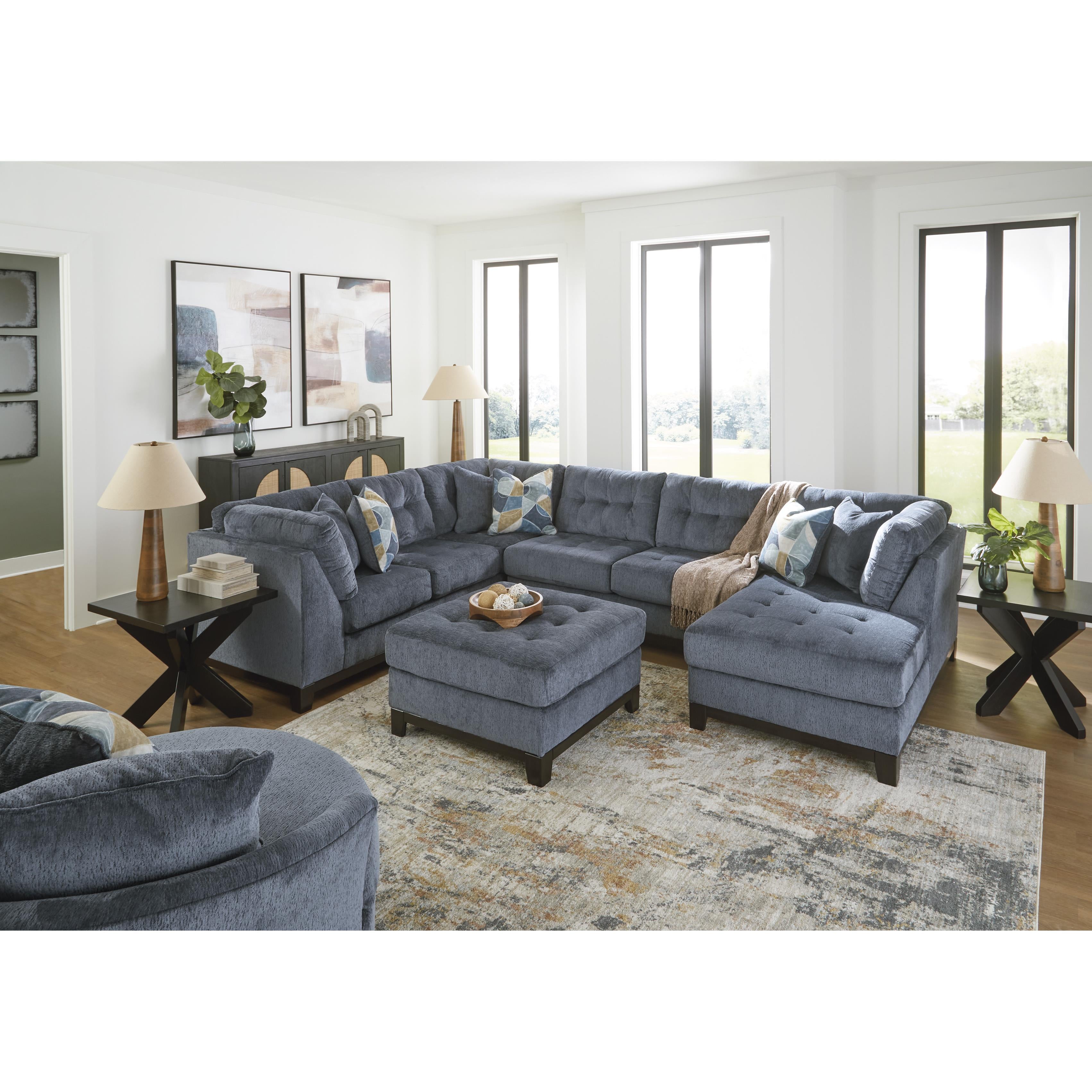  Manufacturer Color_Navy --  Benchcraft Maxon Place Fabric Ottoman IMAGE 5