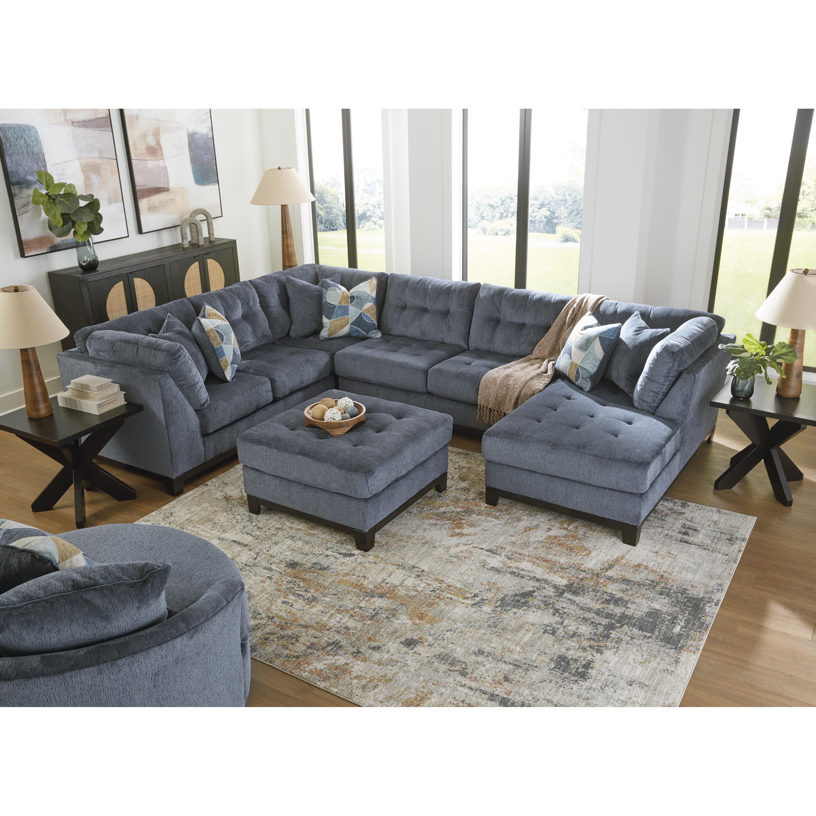  Manufacturer Color_Navy --  Benchcraft Maxon Place Fabric Ottoman IMAGE 6