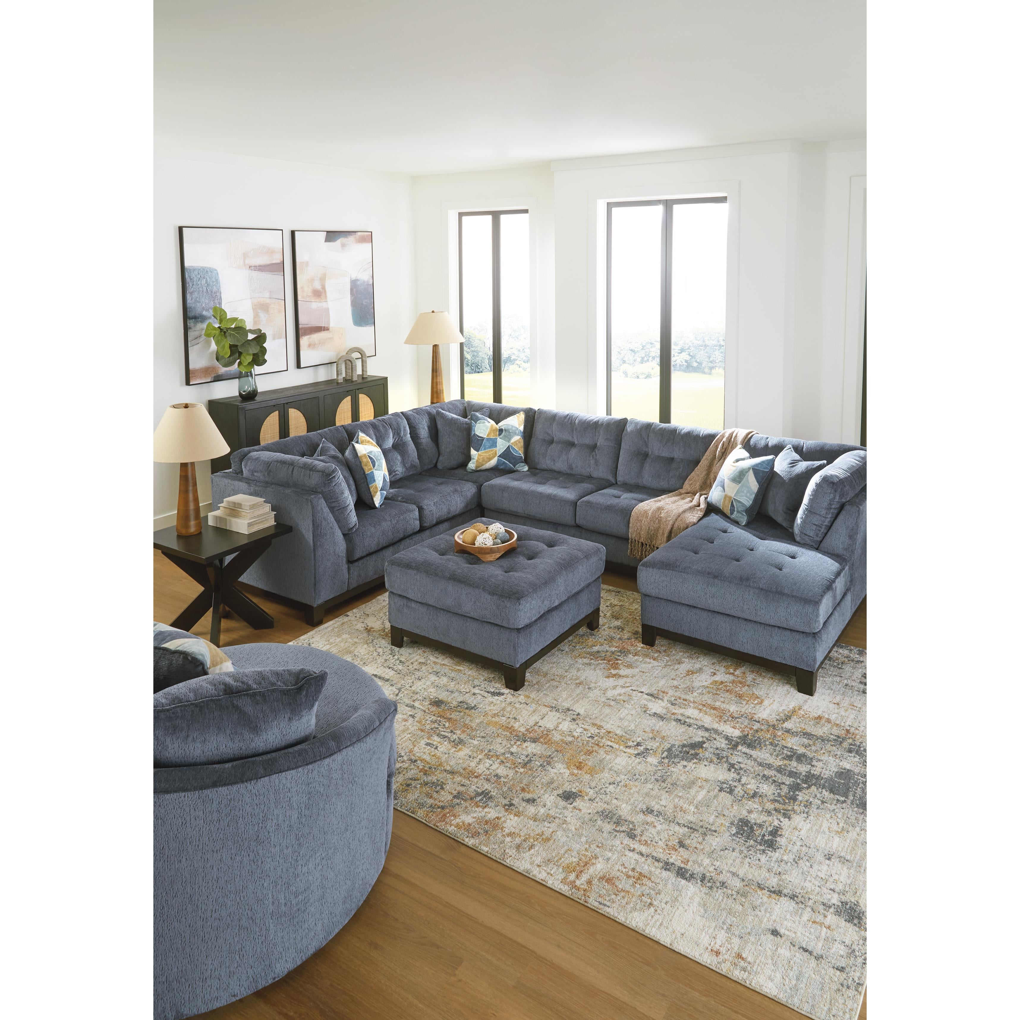  Manufacturer Color_Navy --  Benchcraft Maxon Place Fabric Ottoman IMAGE 7