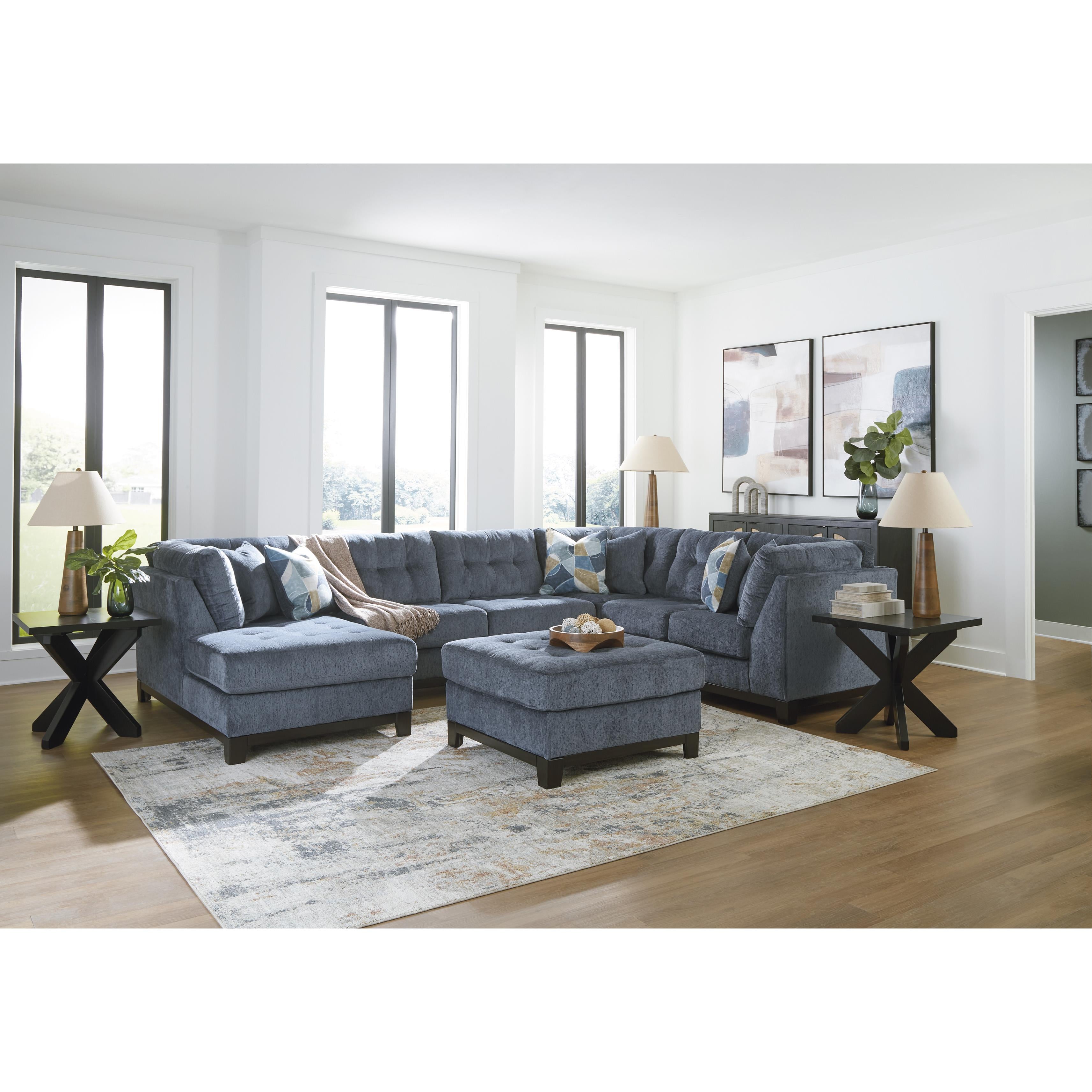  Manufacturer Color_Navy --  Benchcraft Maxon Place Fabric Ottoman IMAGE 8