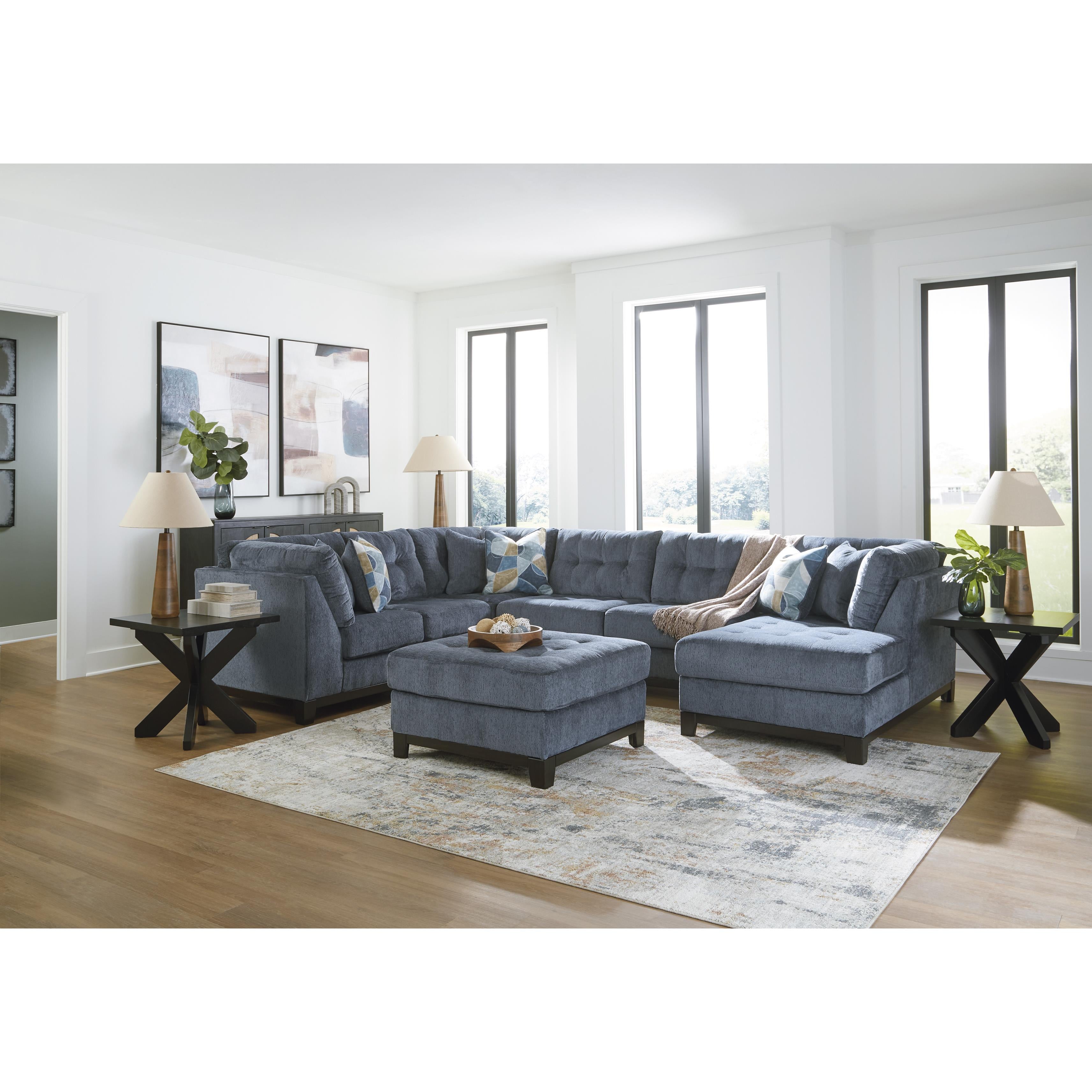  Manufacturer Color_Navy --  Benchcraft Maxon Place Fabric Ottoman IMAGE 9