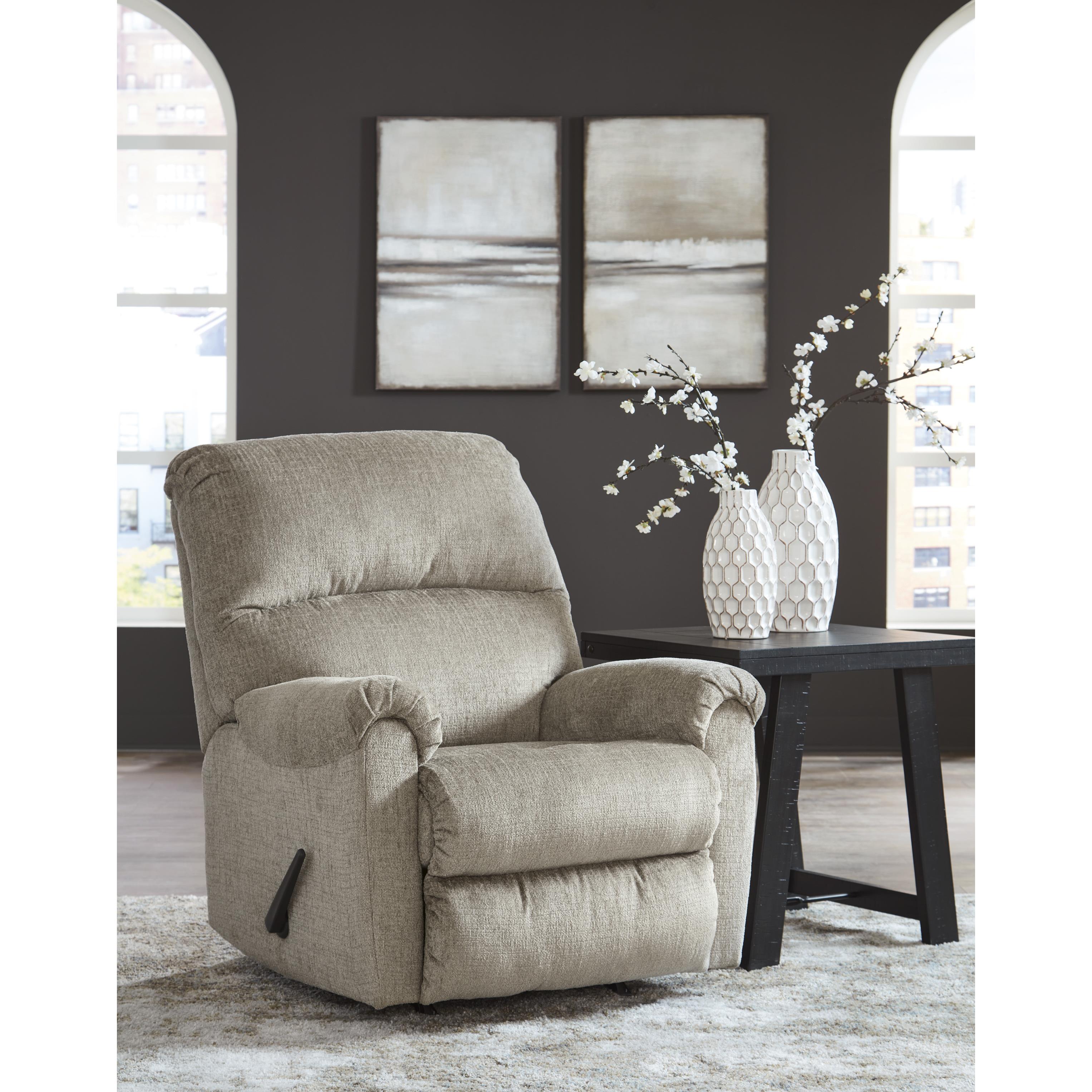  Manufacturer Color_Taupe --  Signature Design by Ashley Stonemeade Rocker Fabric Recliner IMAGE 7