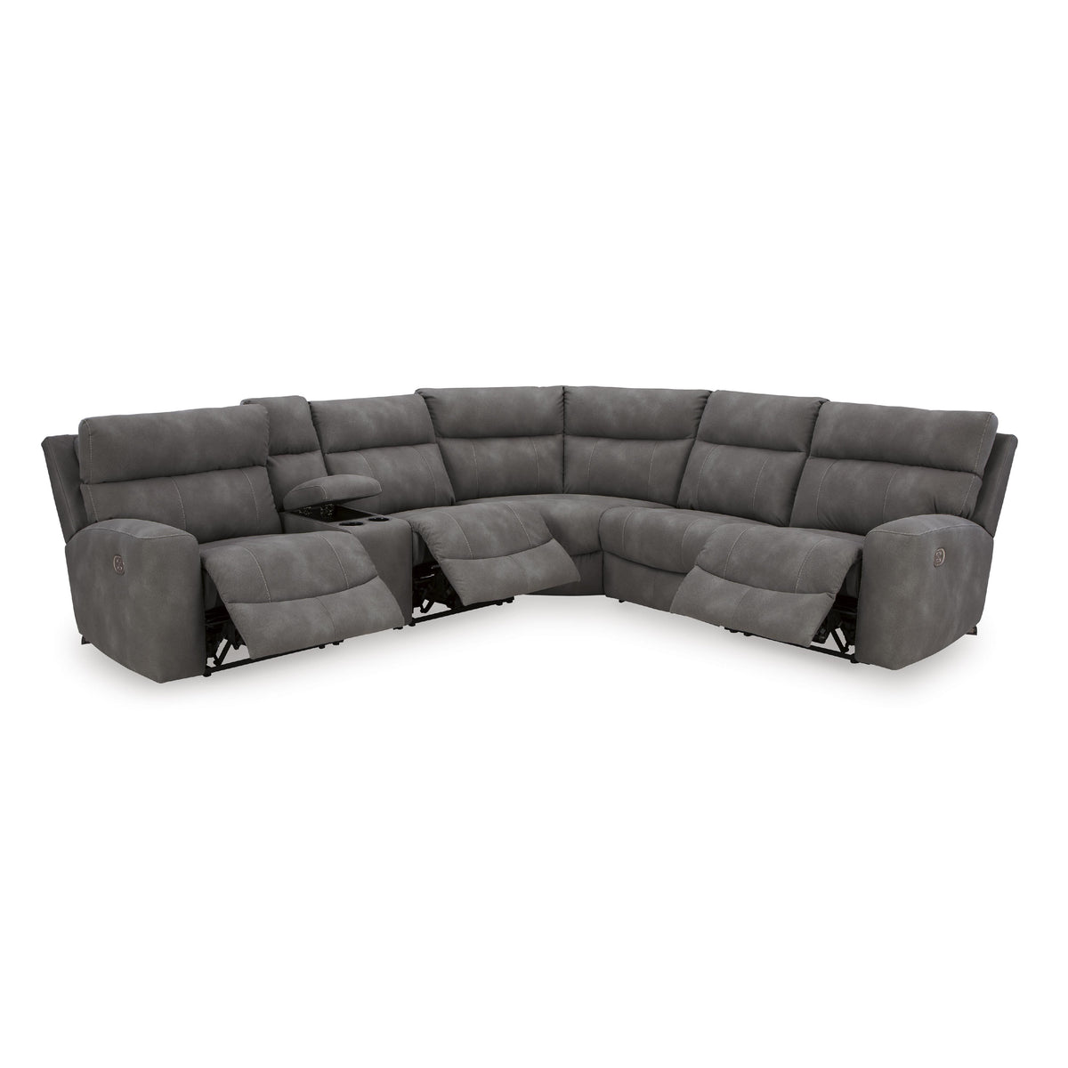  Manufacturer Color_Slate -- Signature Design by Ashley Next Gen DuraPella Power Reclining Leather Look 6 pc Sectional IMAGE 2
