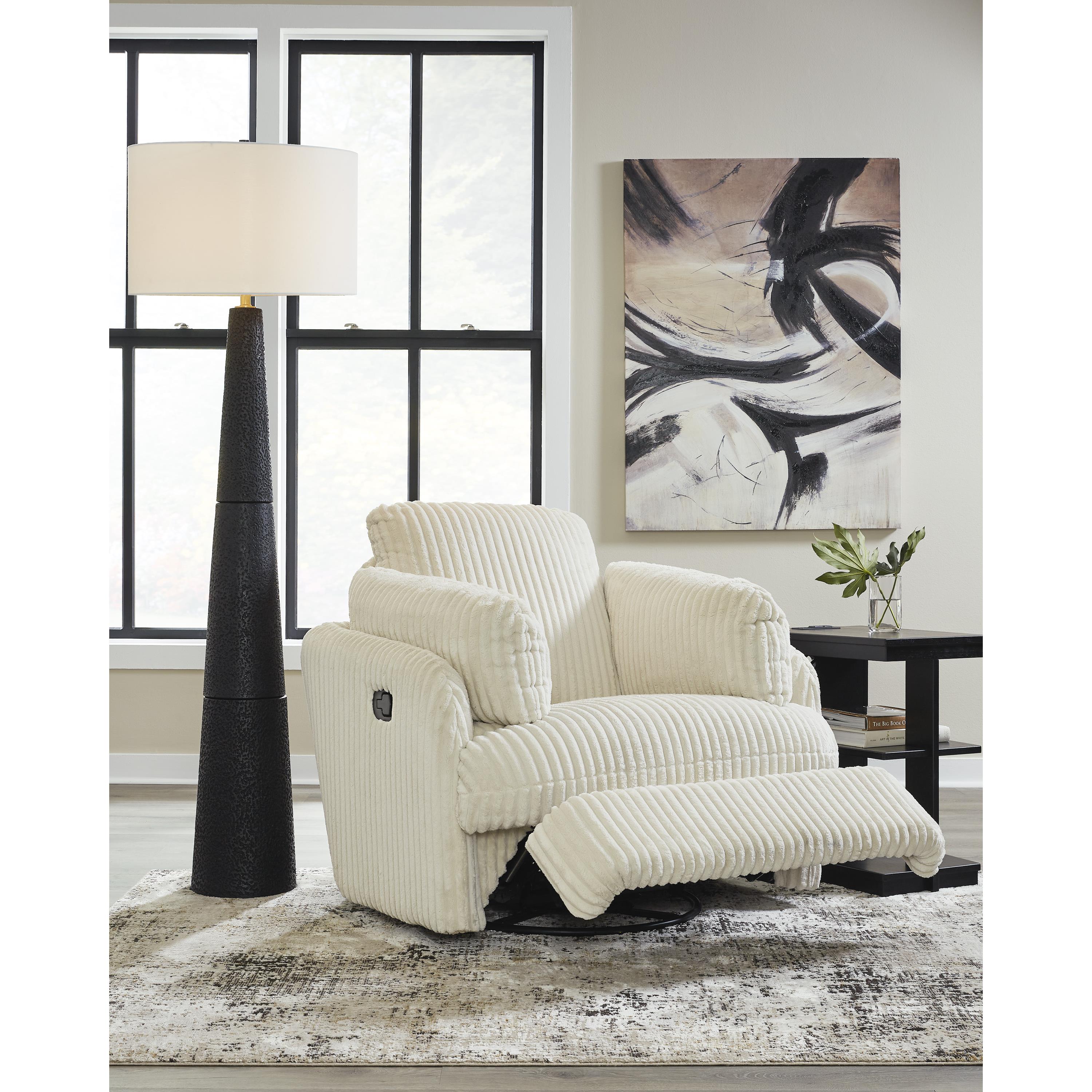  Manufacturer Color_Ivory --  Signature Design by Ashley Tie Breaker Swivel Glider Fabric Recliner IMAGE 8