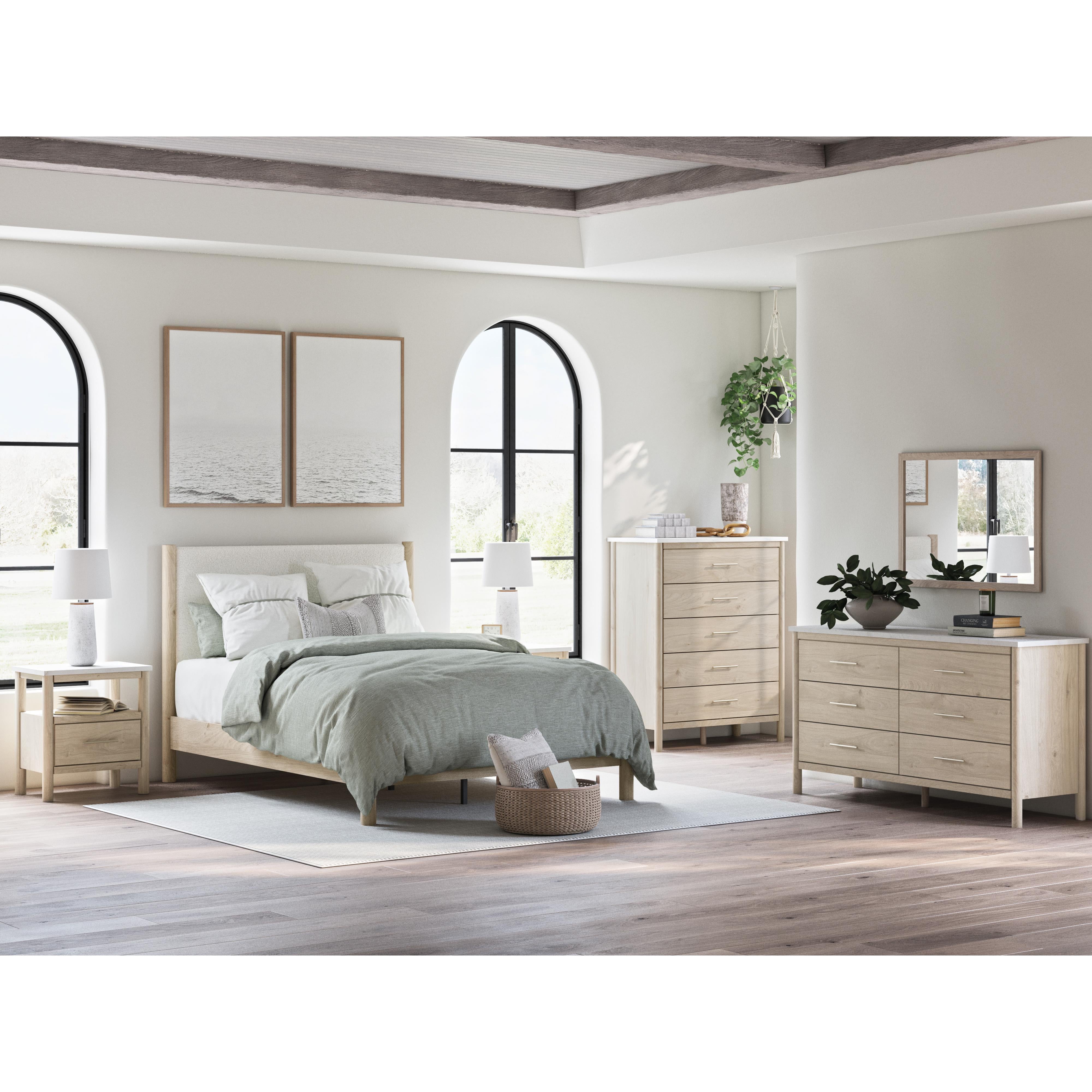  Size_Queen --  Cadmori B2615B4 Queen Upholstered Panel Bed IMAGE 11