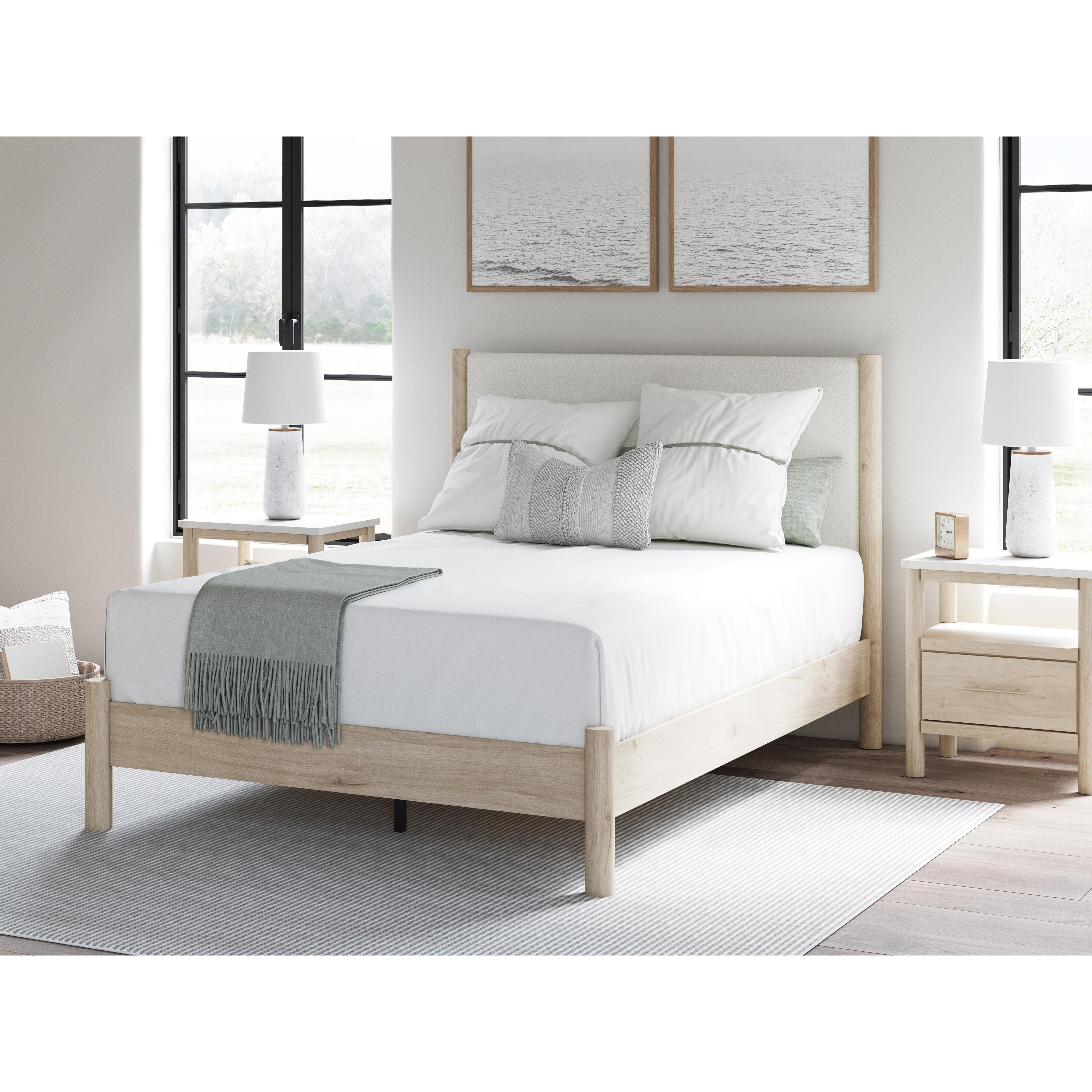  Size_Queen --  Cadmori B2615B4 Queen Upholstered Panel Bed IMAGE 5