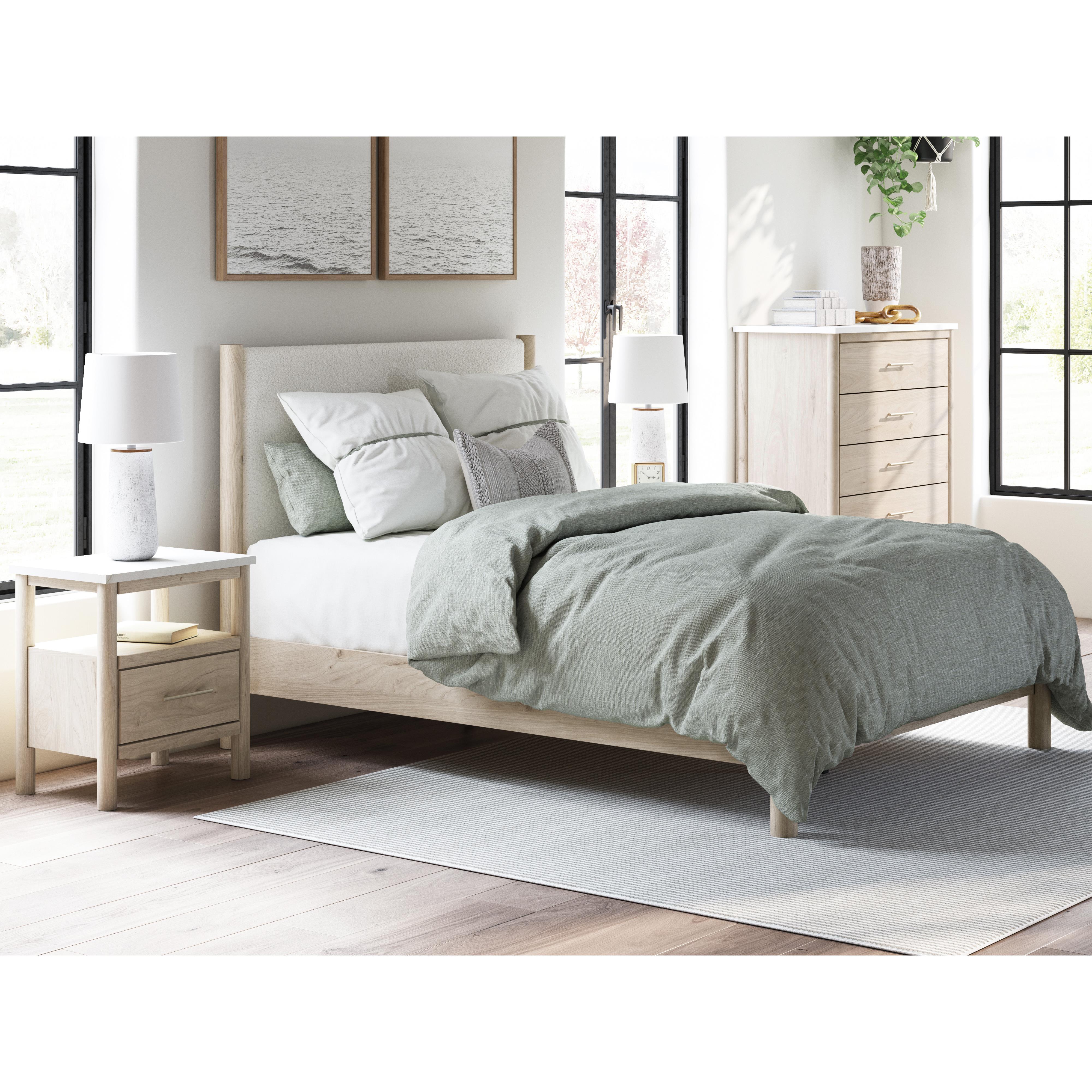  Size_Queen --  Cadmori B2615B4 Queen Upholstered Panel Bed IMAGE 7
