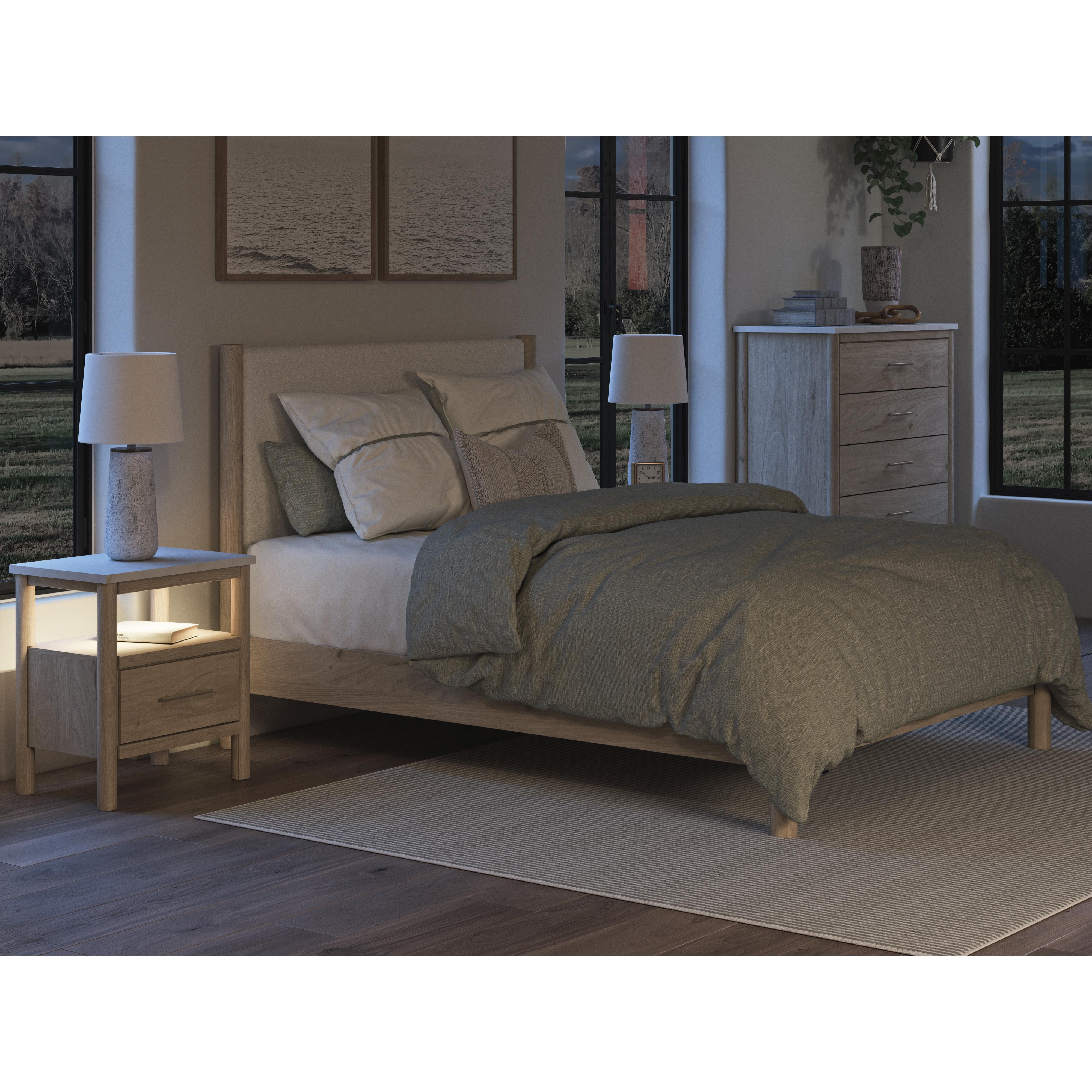  Size_Queen --  Cadmori B2615B4 Queen Upholstered Panel Bed IMAGE 8