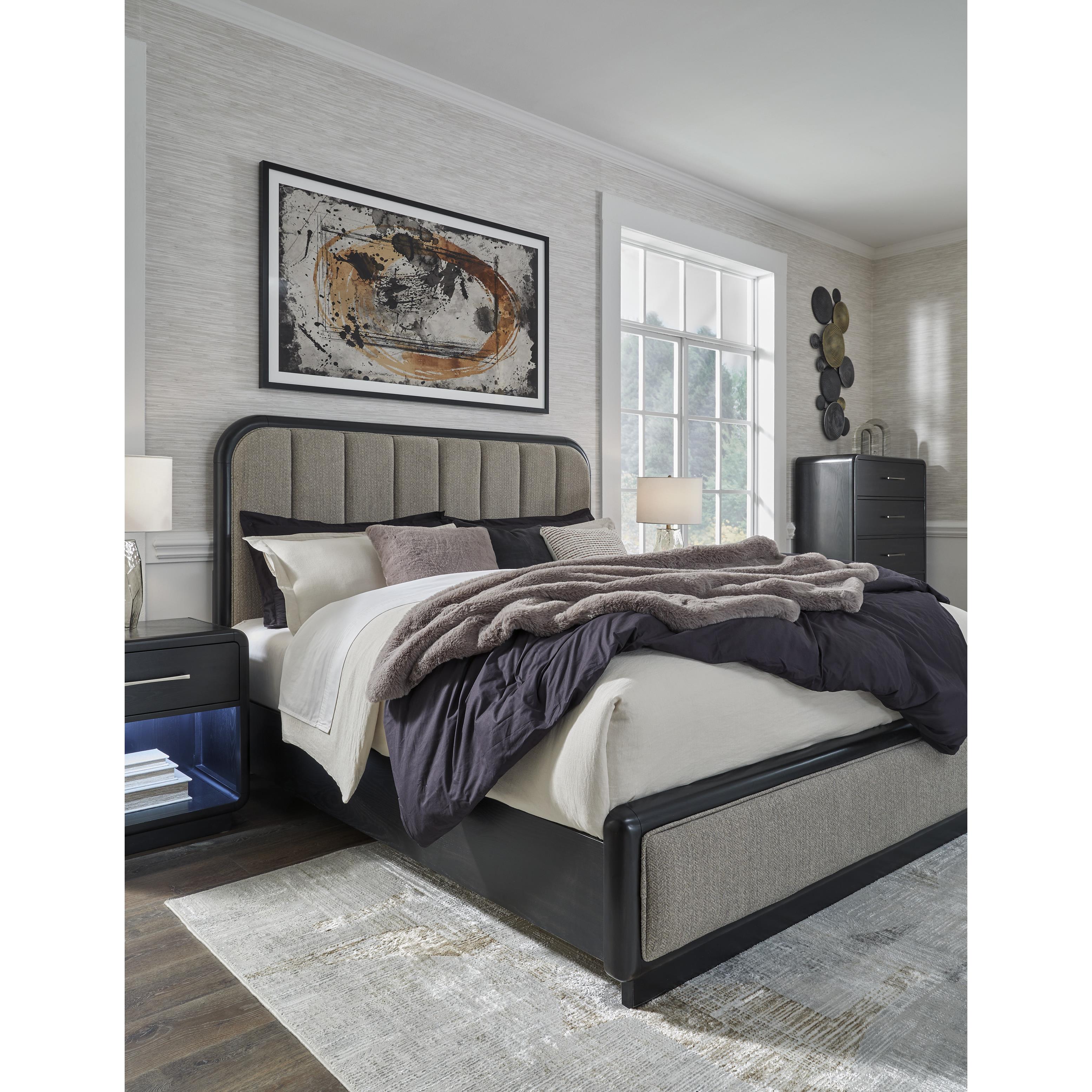 Size_King --  Rowanbeck B821B4 King Upholstered Panel Bed IMAGE 10