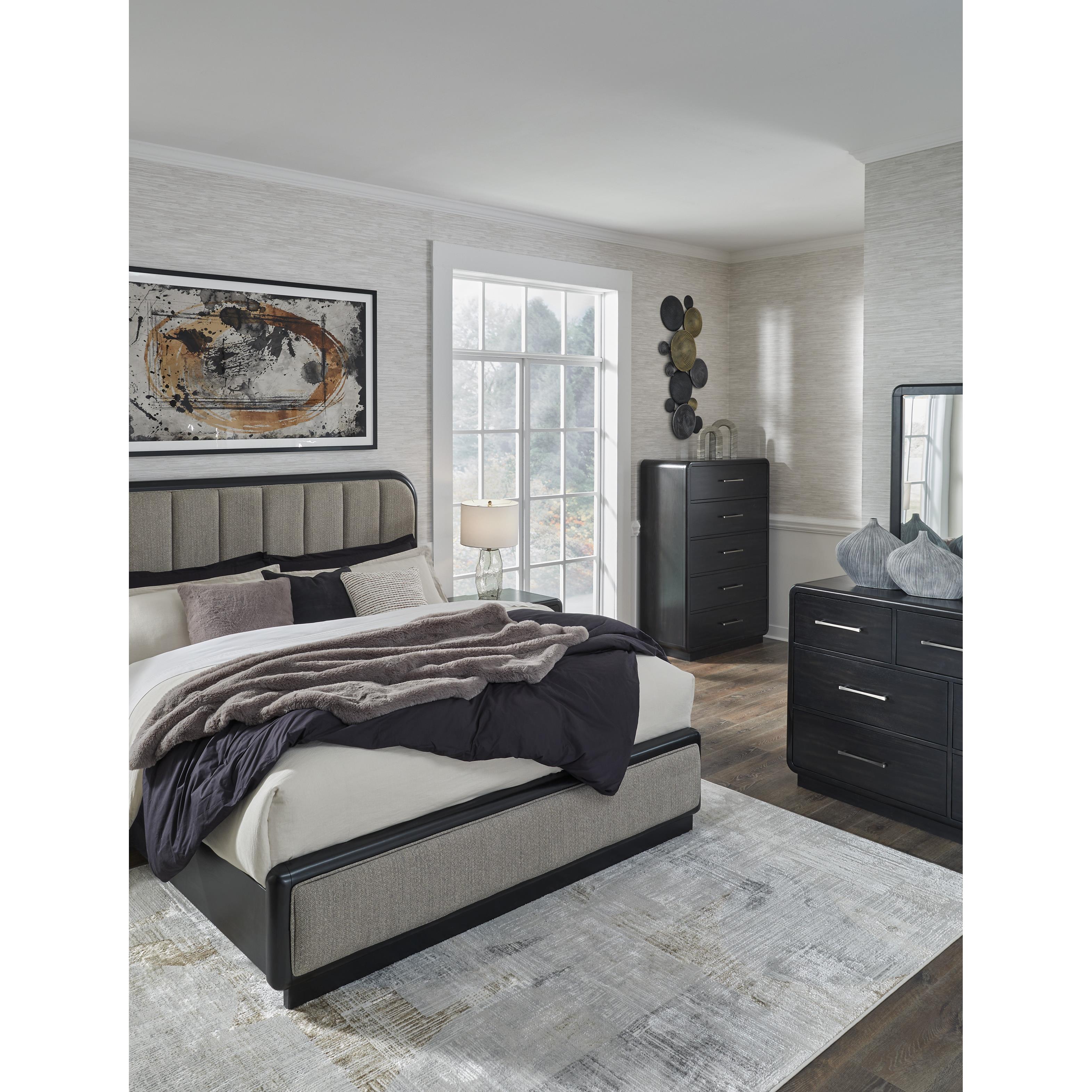  Size_King --  Rowanbeck B821B4 King Upholstered Panel Bed IMAGE 11