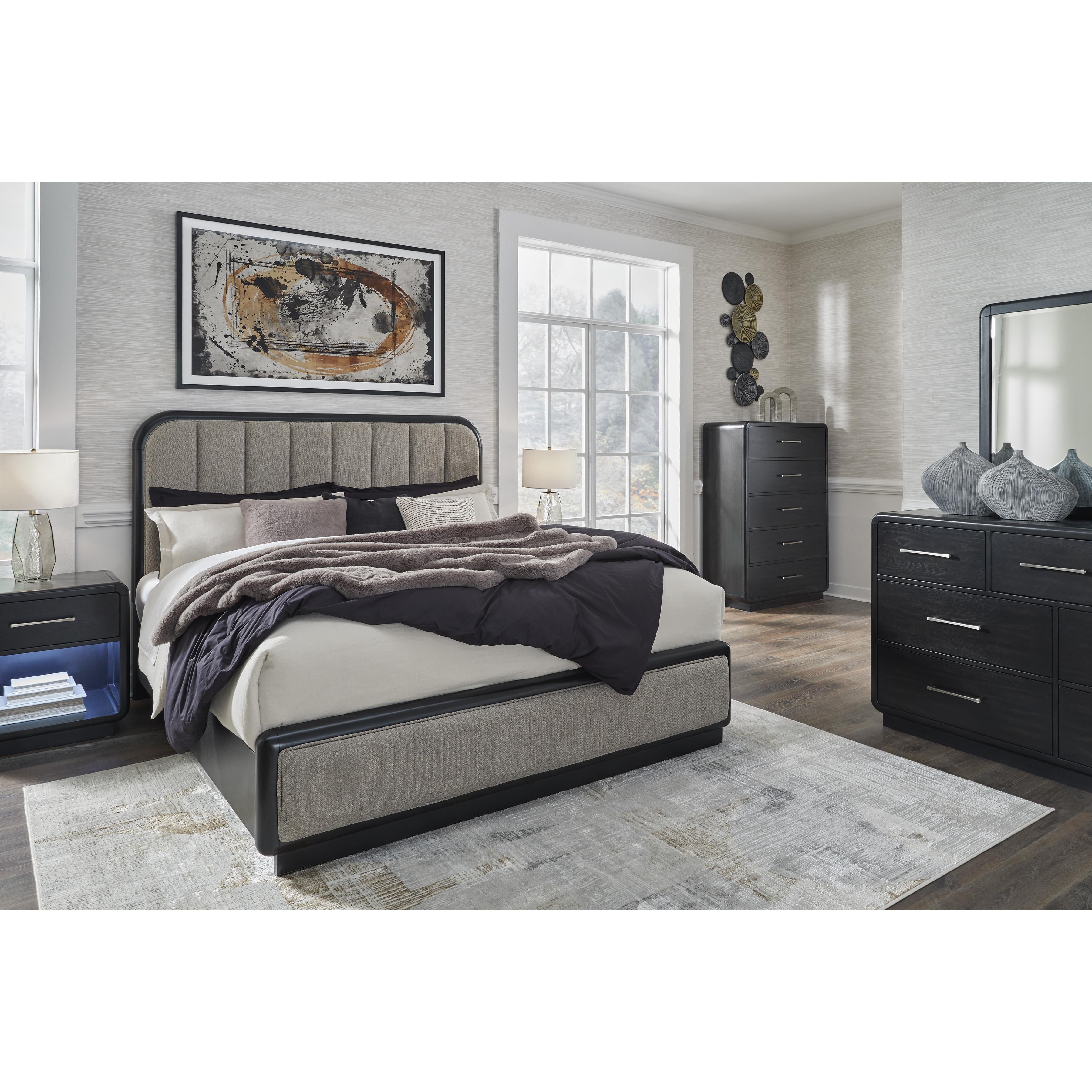  Size_King --  Rowanbeck B821B4 King Upholstered Panel Bed IMAGE 7