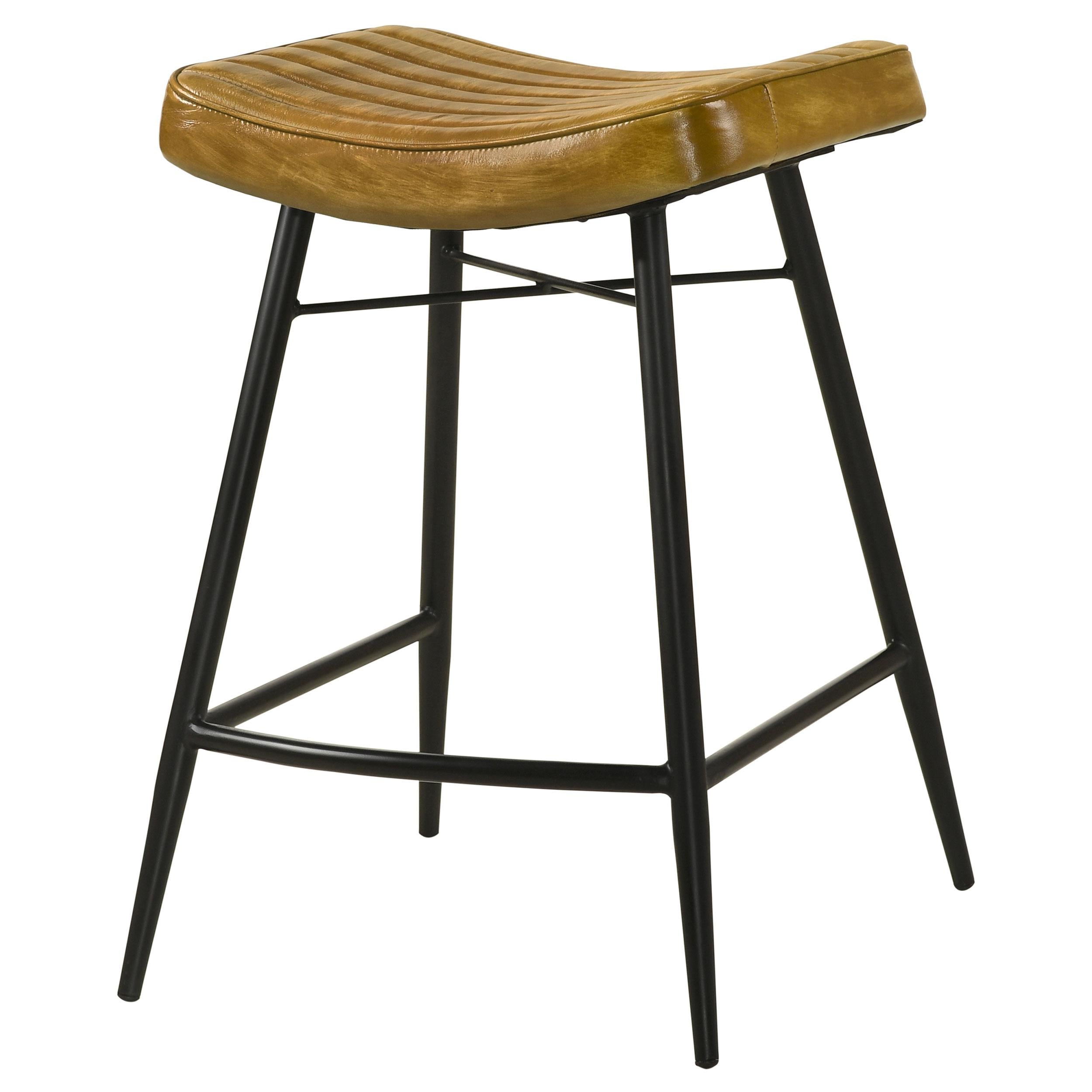  Coaster Furniture Bayu 109248 Leather Upholstered Counter Stool - Camel IMAGE 3