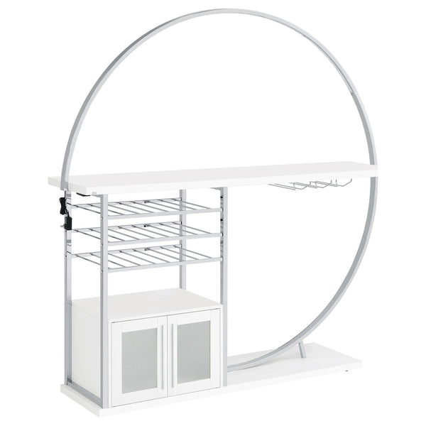 Coaster Furniture Risley 182798 2-door Circular LED Home Bar Cabinet - White High Gloss