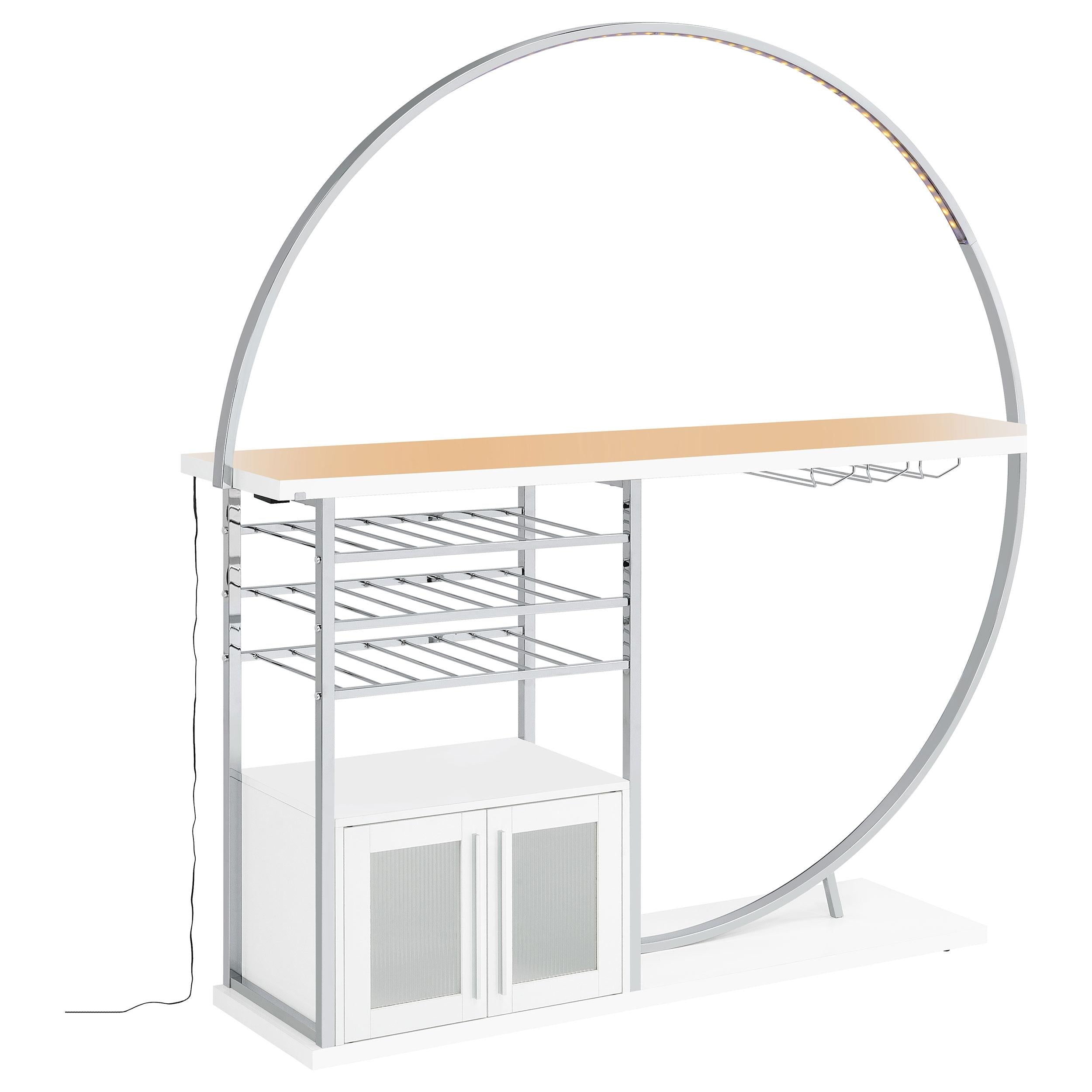  Coaster Furniture Risley 182798 2-door Circular LED Home Bar Cabinet - White High Gloss IMAGE 5