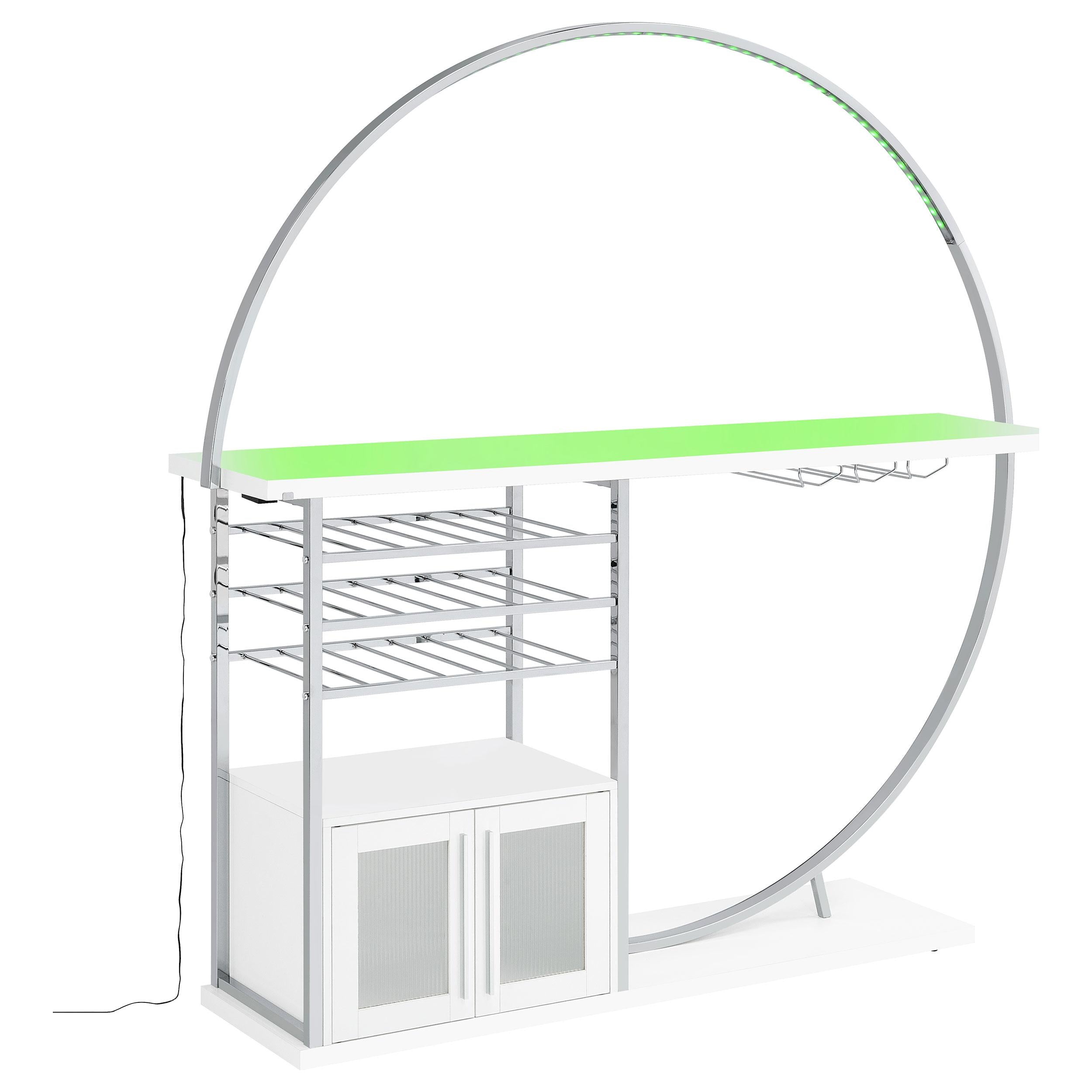  Coaster Furniture Risley 182798 2-door Circular LED Home Bar Cabinet - White High Gloss IMAGE 7