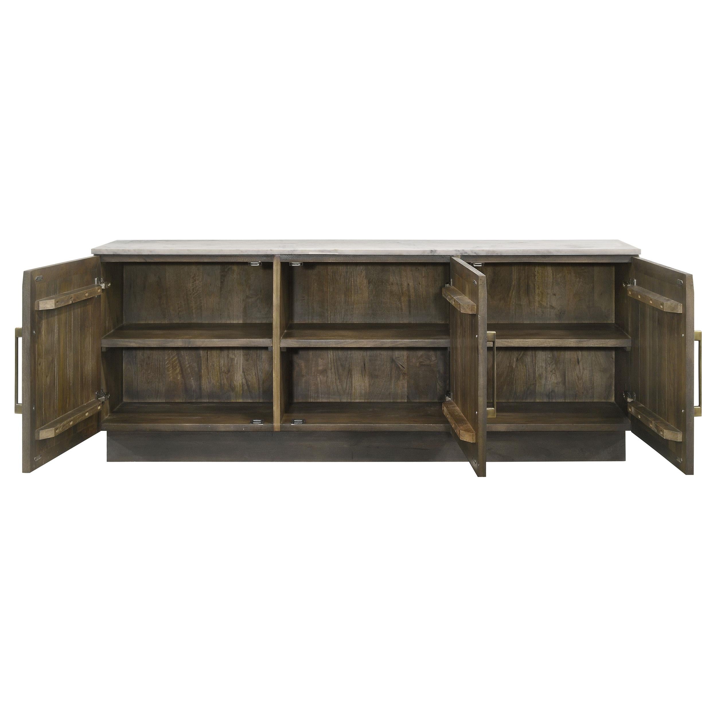  Coaster Furniture Dennis 190655 3-door Marble Top Sideboard Buffet - Tobacco Grey IMAGE 4
