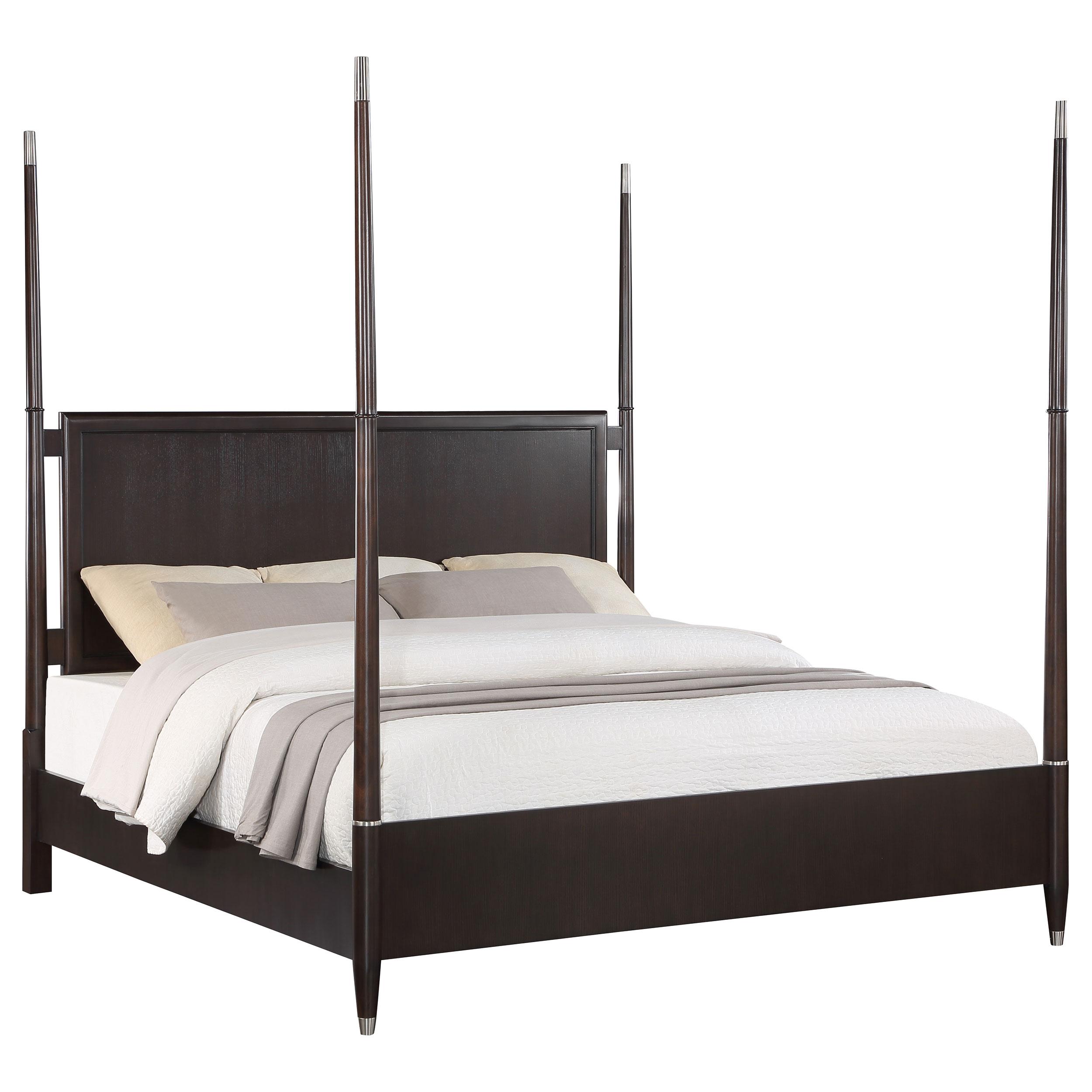  Coaster Furniture Emberlyn 223061Q Wood Queen Poster Bed - Brown IMAGE 4