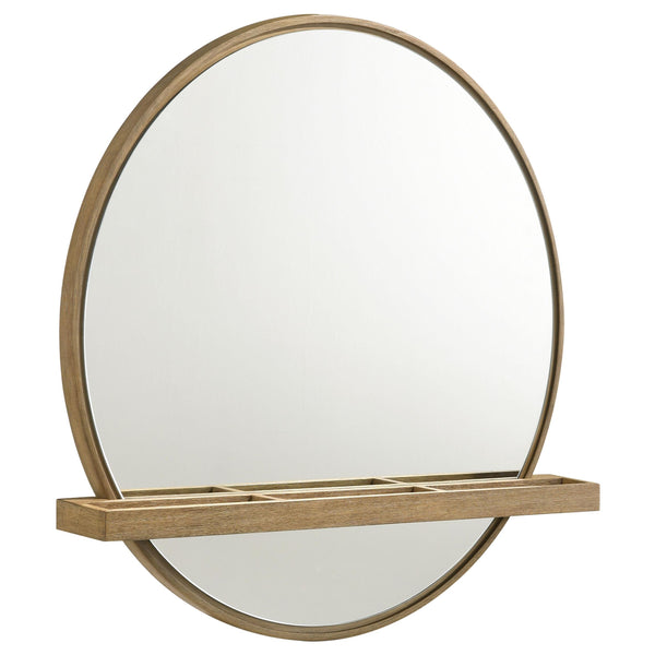 Coaster Furniture Arini 224308 Round Vanity Wall Mirror with Shelf - Sand Wash