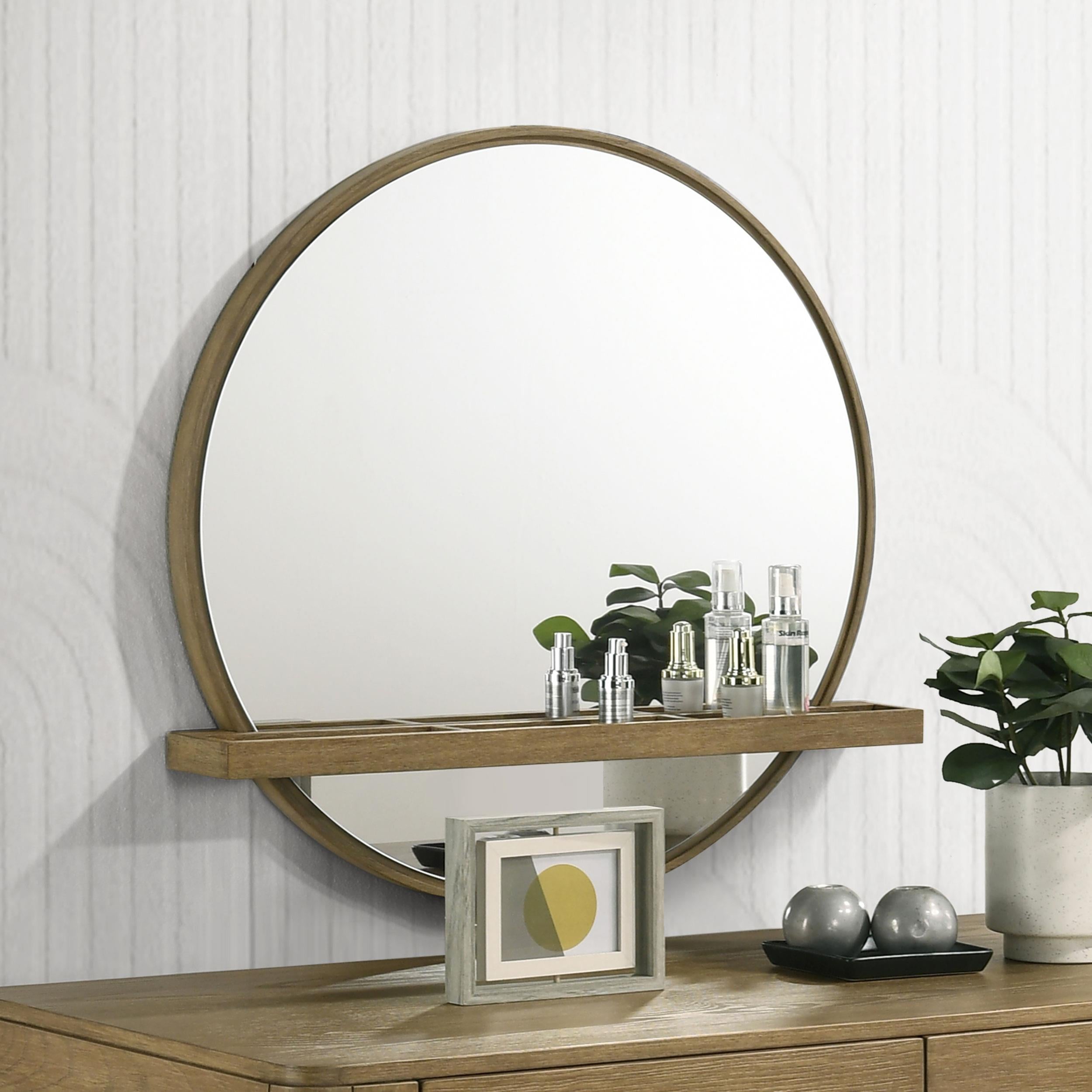  Coaster Furniture Arini 224308 Round Vanity Wall Mirror with Shelf - Sand Wash IMAGE 3