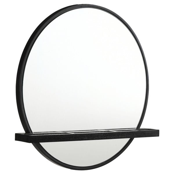 Coaster Furniture Arini 224338 Round Vanity Wall Mirror with Shelf - Black